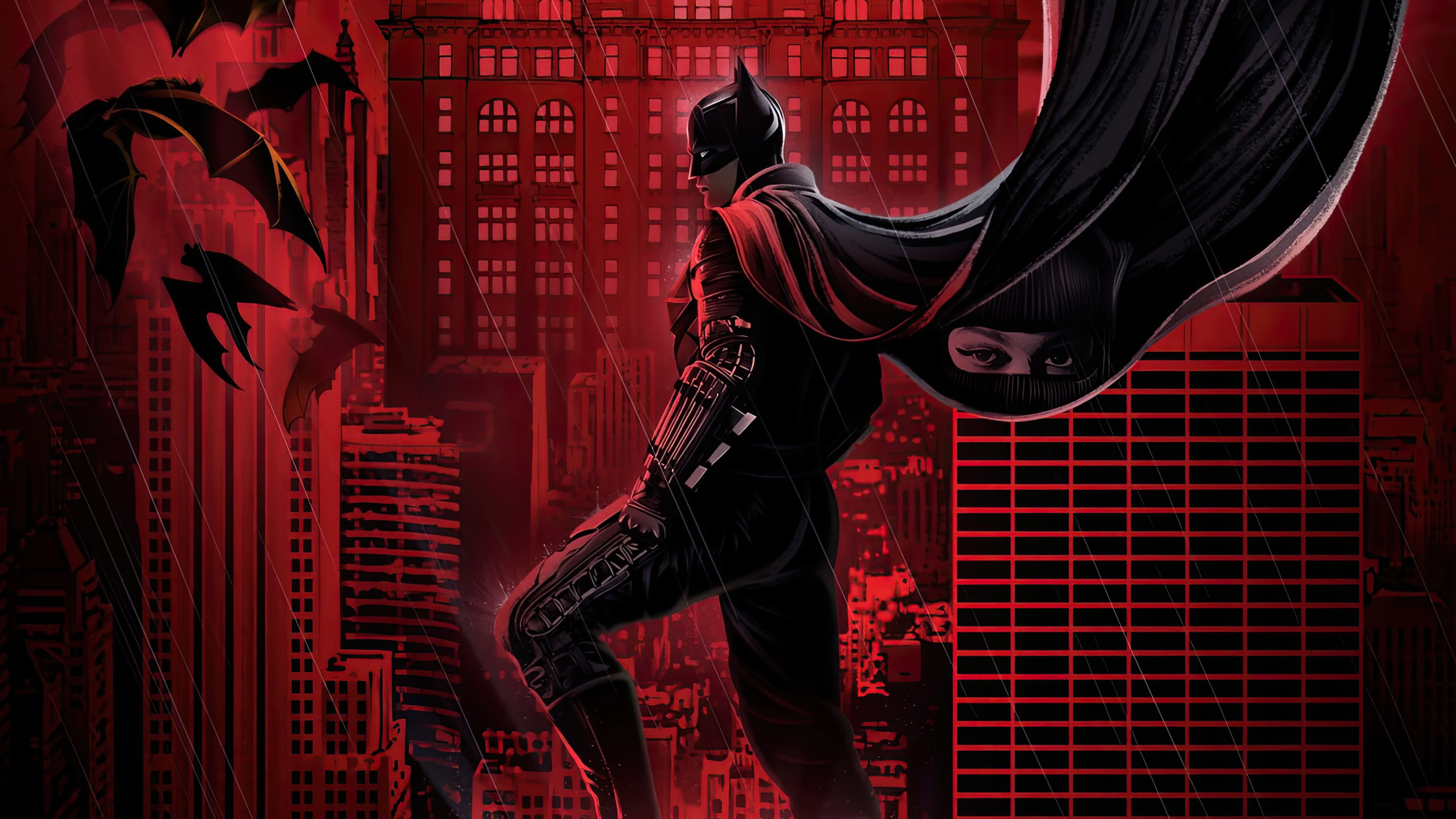 The Batman and Bats in Gotham City HD Wallpaper