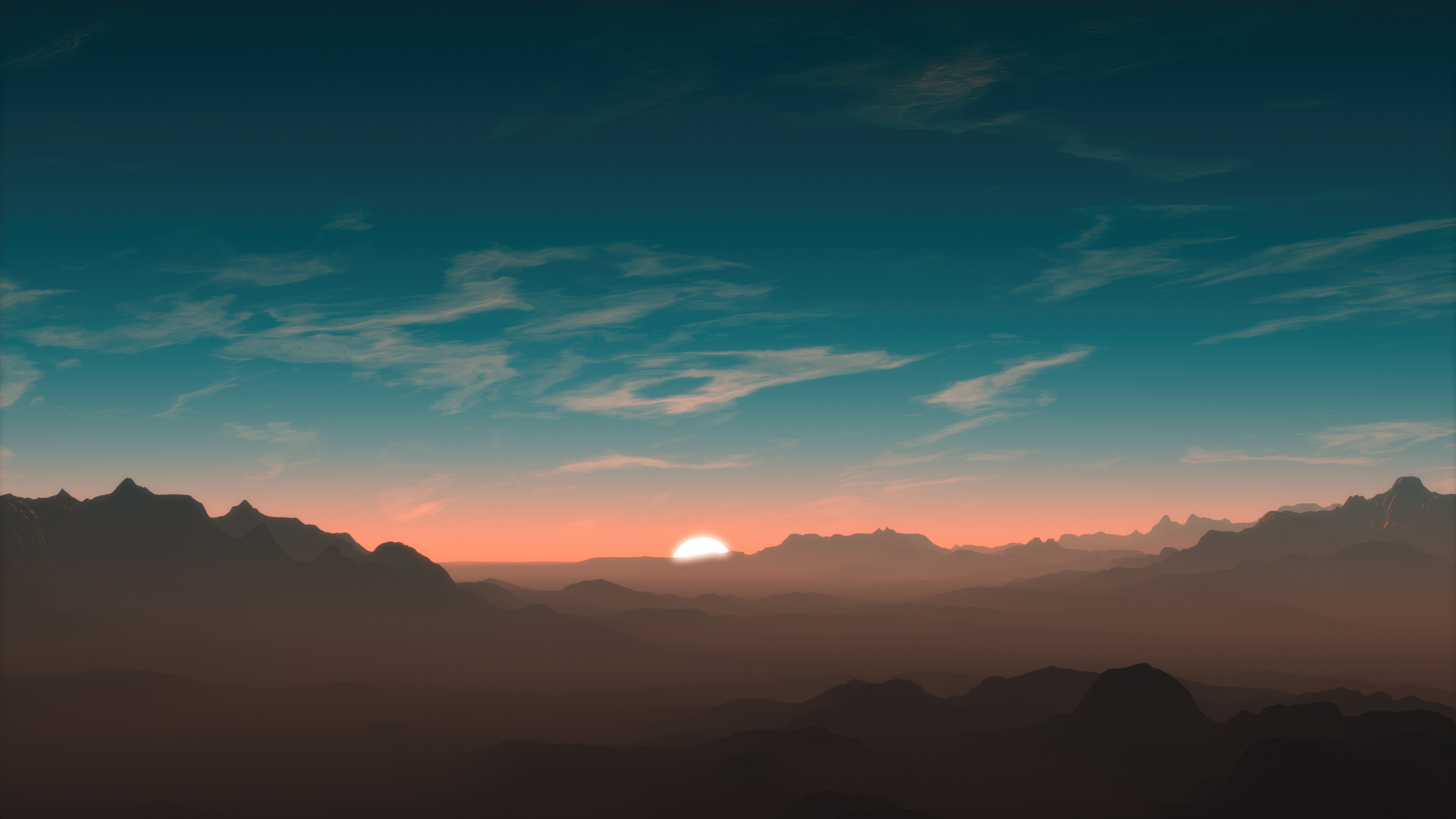 Mountain Valley Sunset with Clouds HD Wallpaper