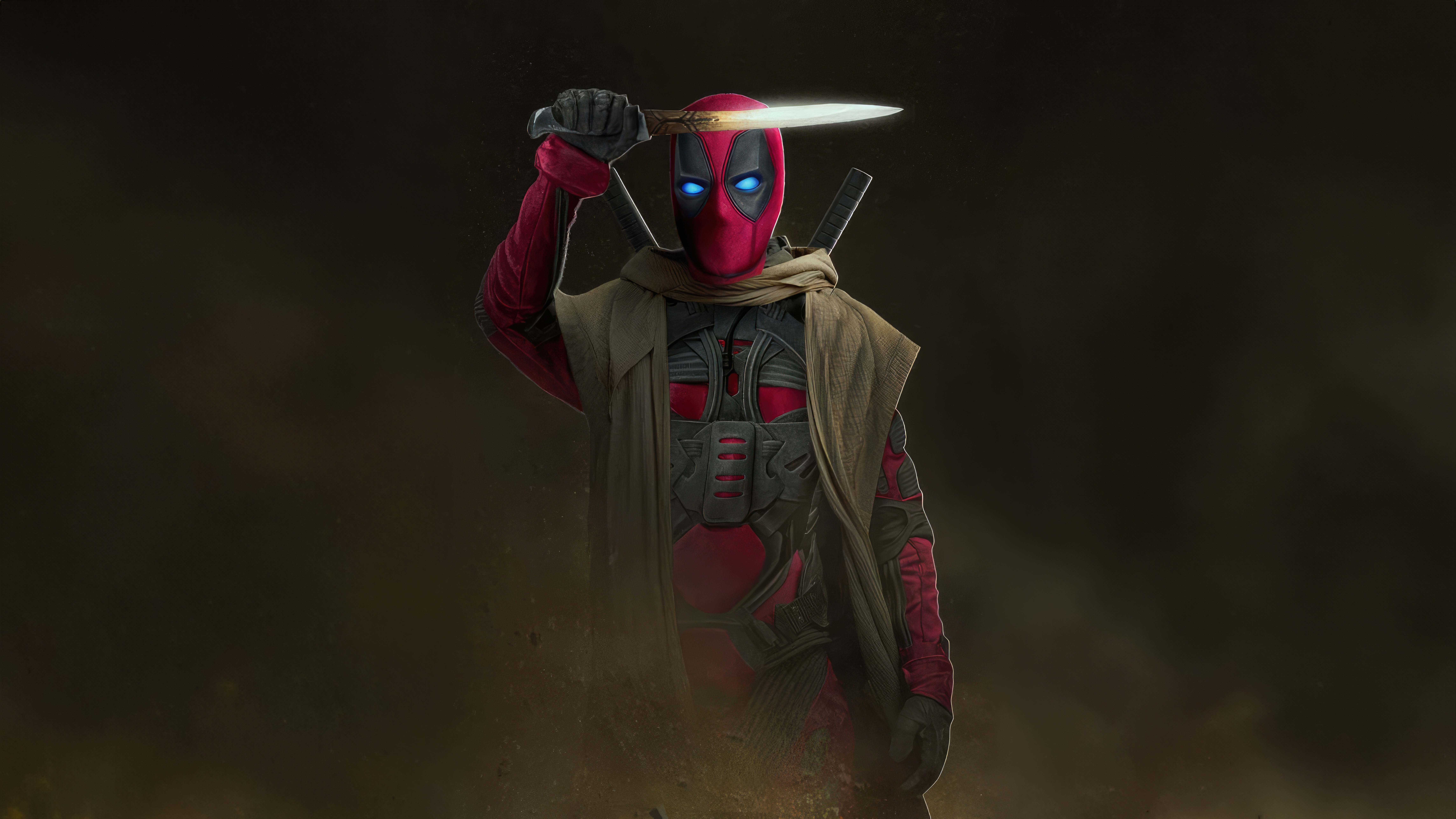 Deadpool holding a glowing knife HD Wallpaper