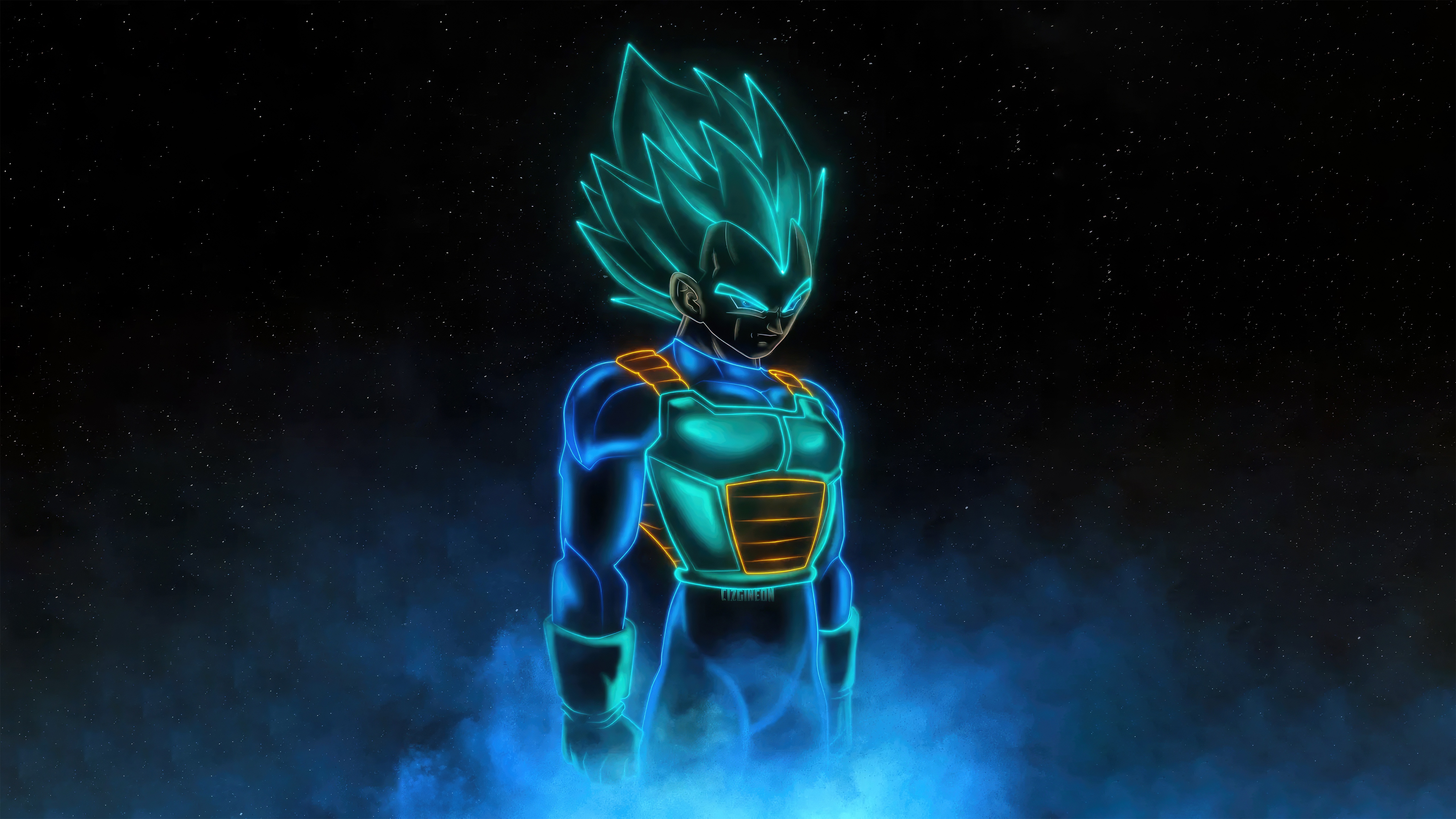Dragon Ball Vegeta Blue Neon Art HD Wallpaper