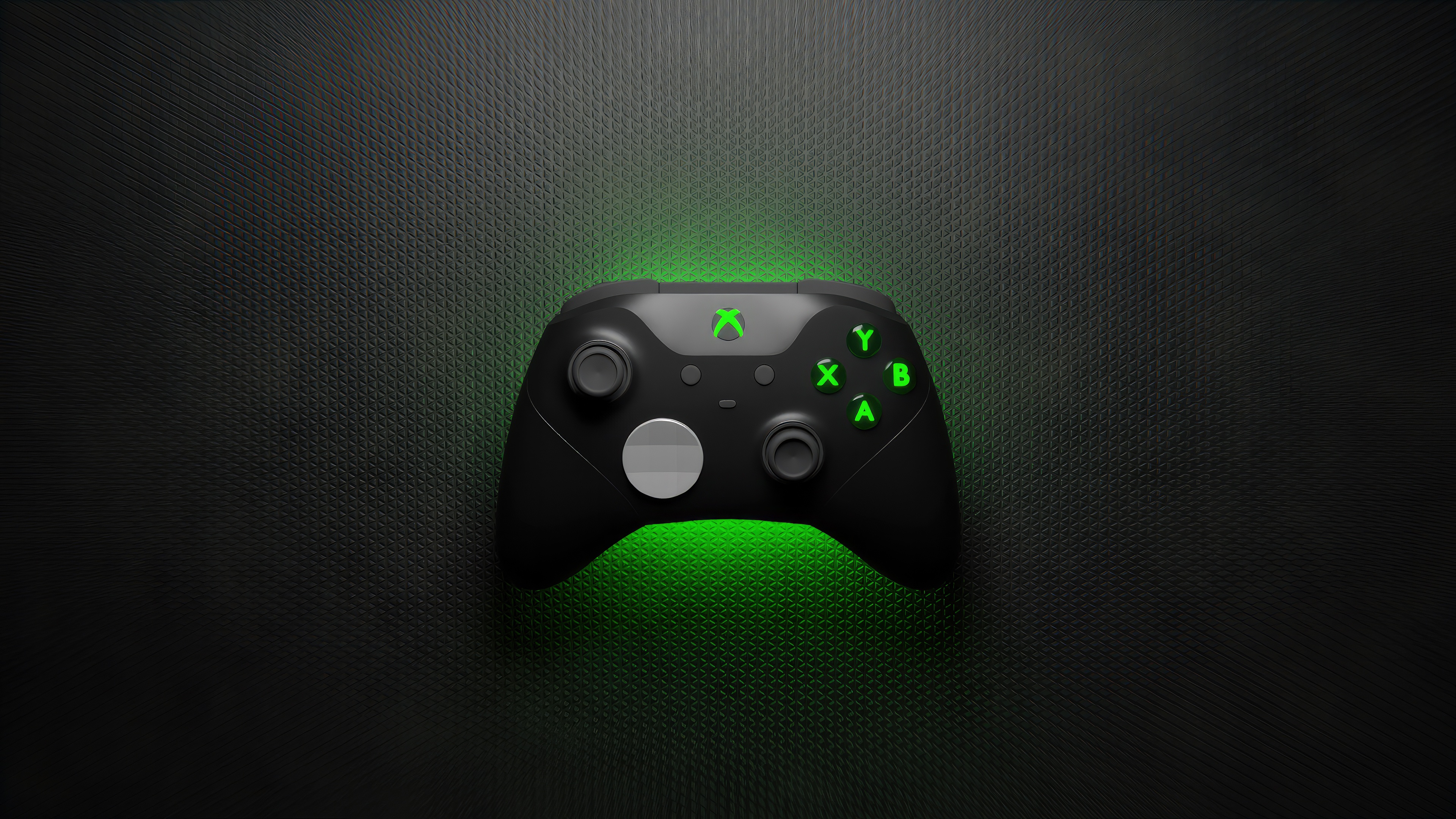 Black Xbox Controller with Green Glow HD Wallpaper