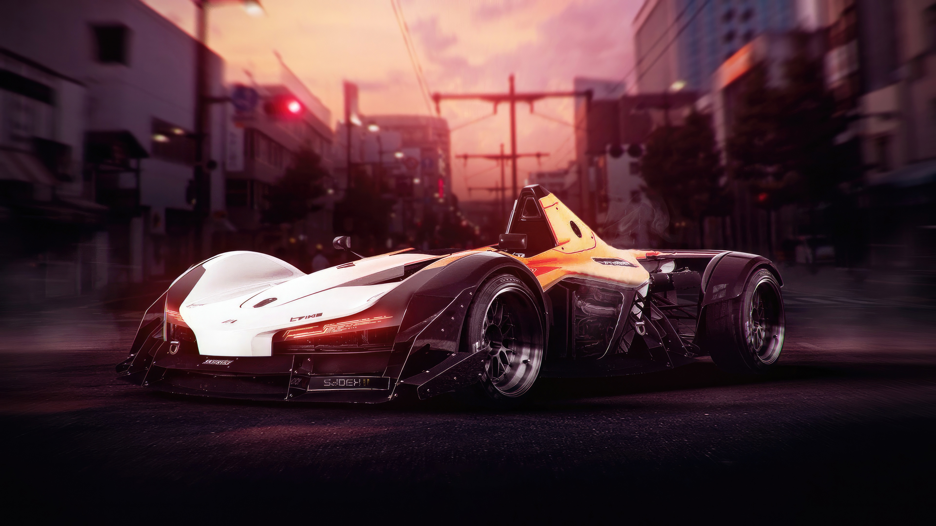 F1 Racing Car Concept on a City Road HD Wallpaper