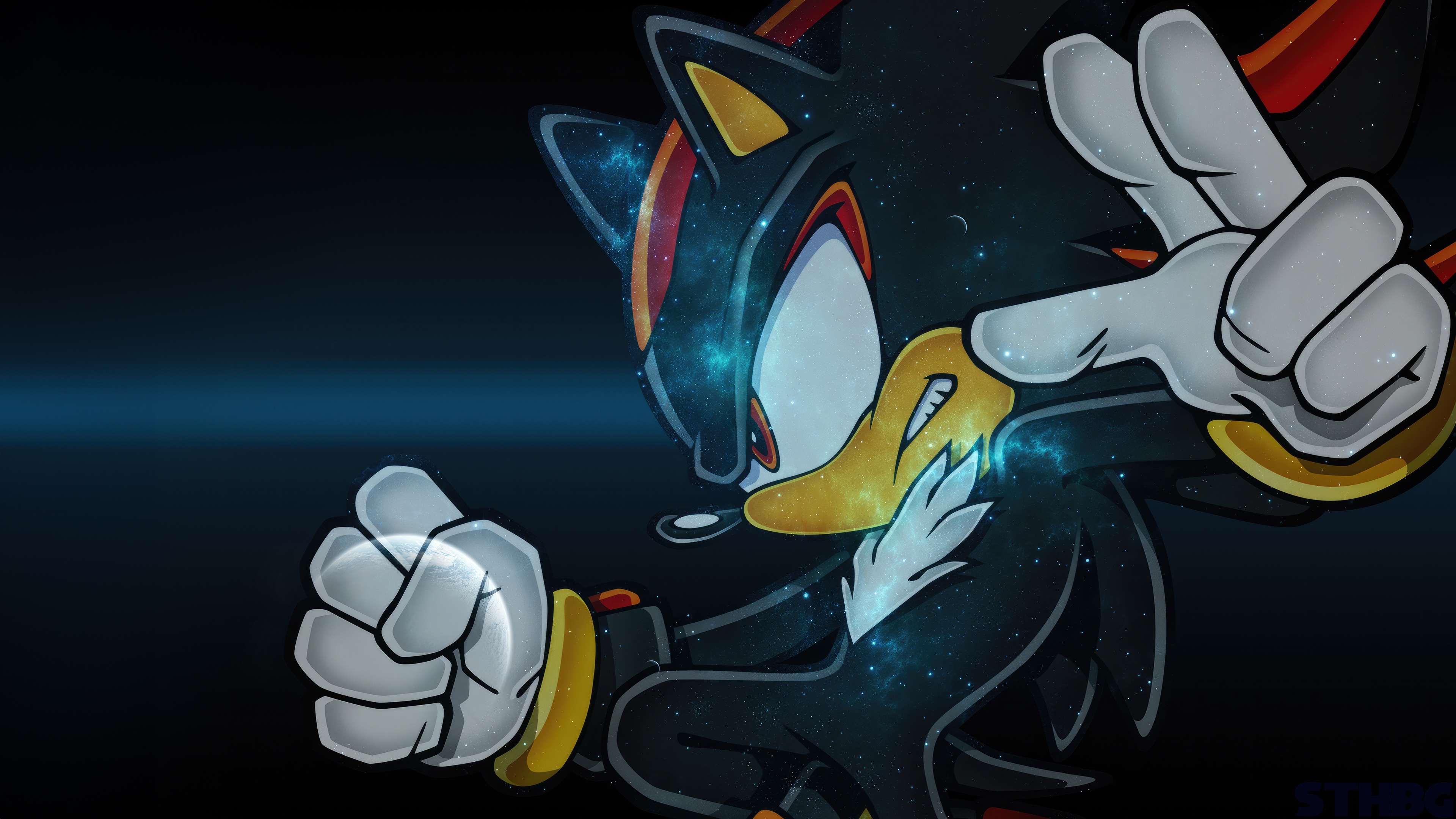 Shadow the Hedgehog with galaxy pattern HD Wallpaper