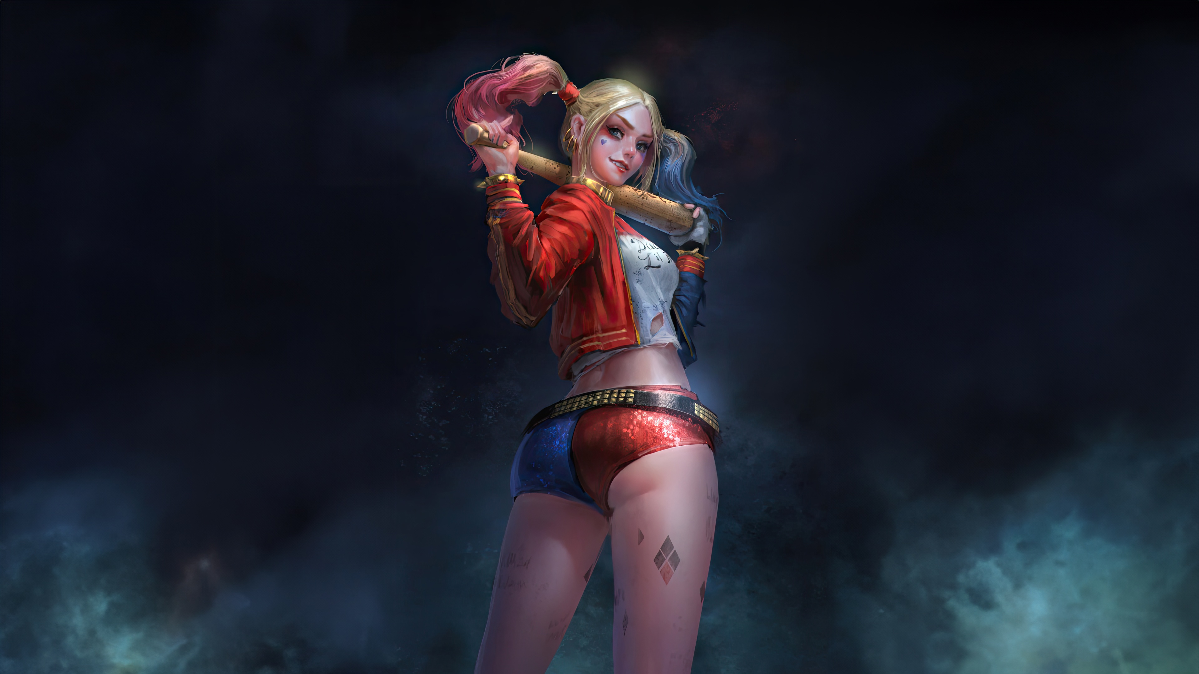 Harley Quinn holding a baseball bat HD Wallpaper