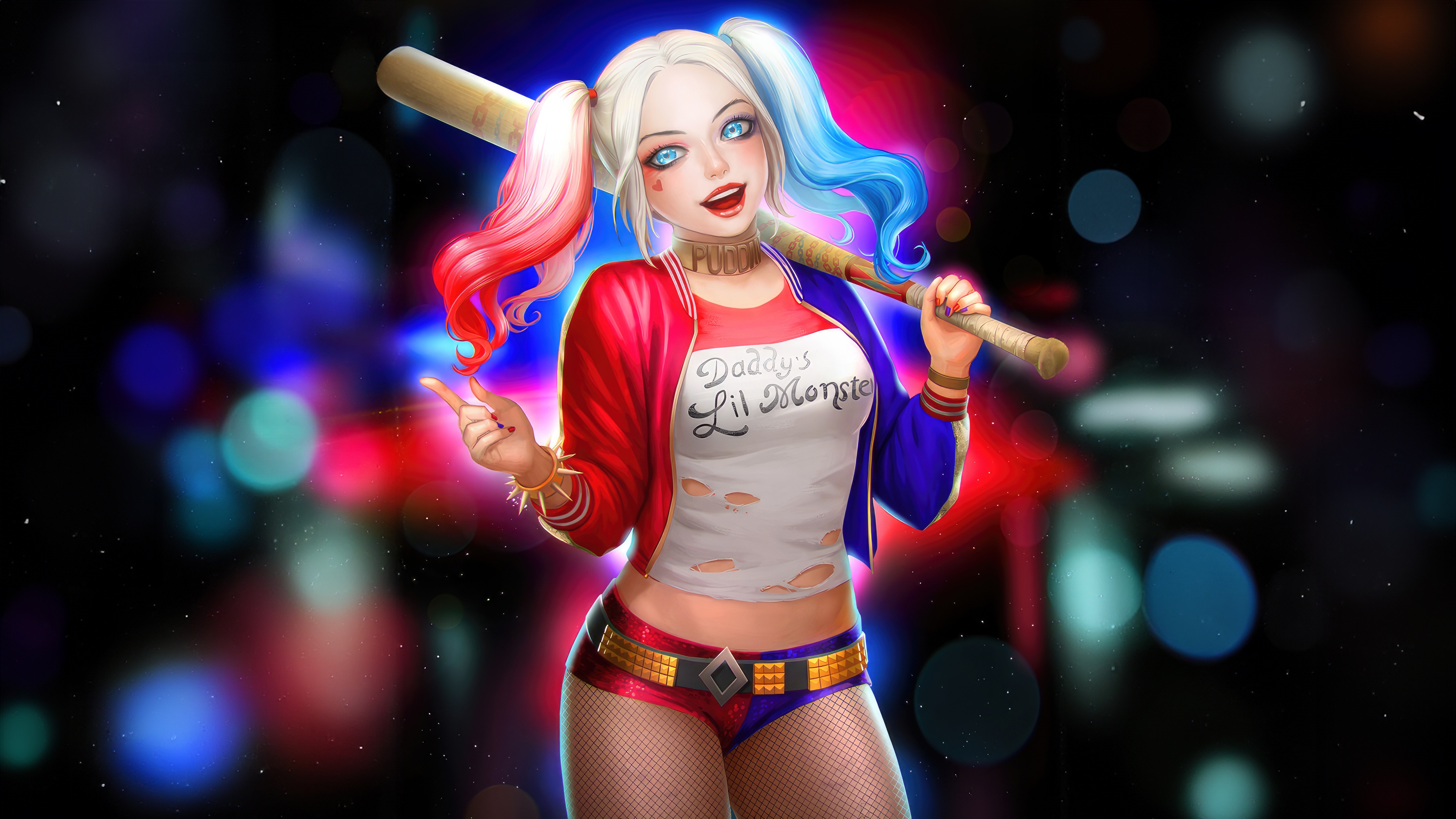 Harley Quinn with a baseball bat HD Wallpaper
