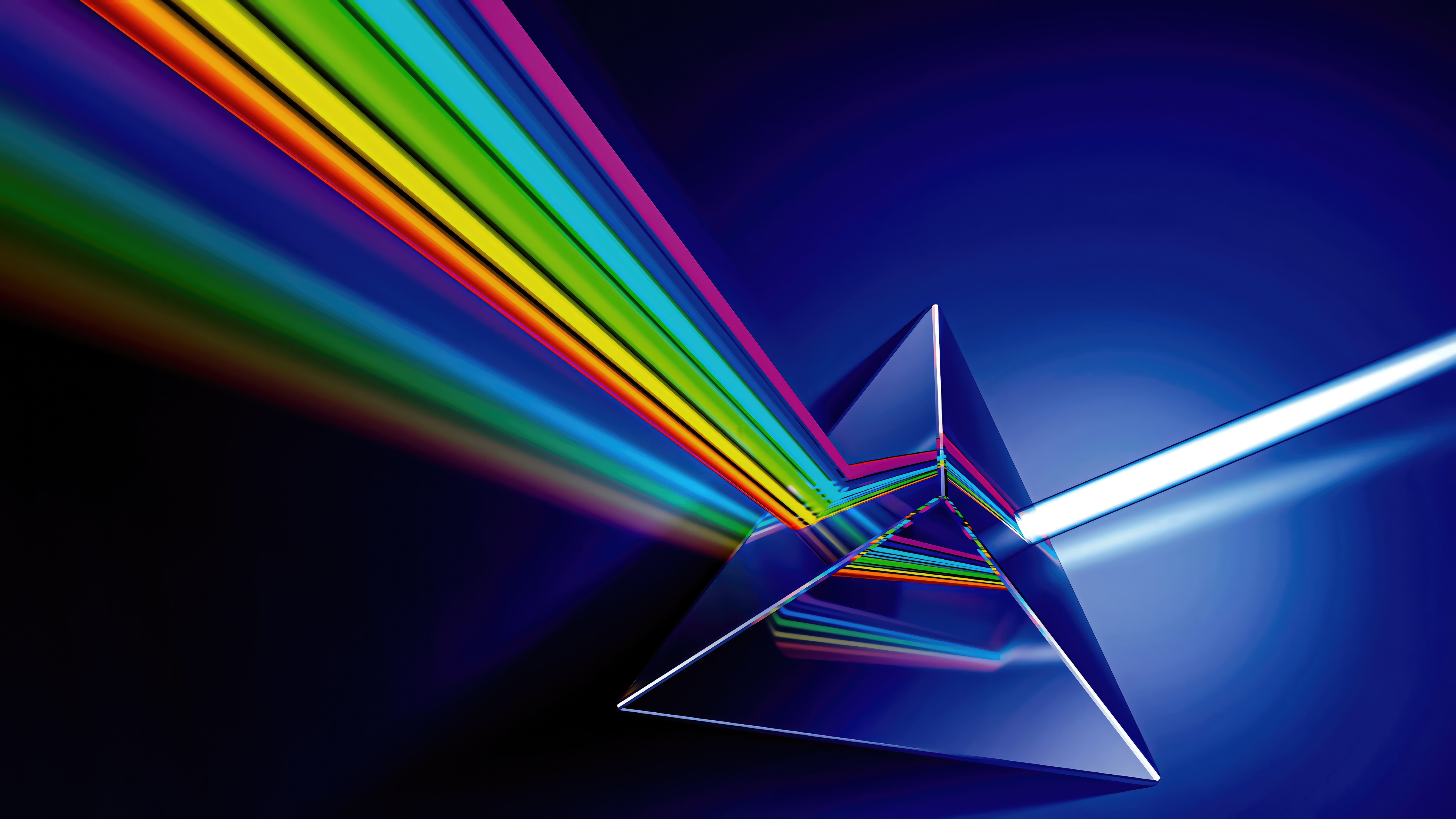 Prism refracting light into a rainbow spectrum HD Wallpaper