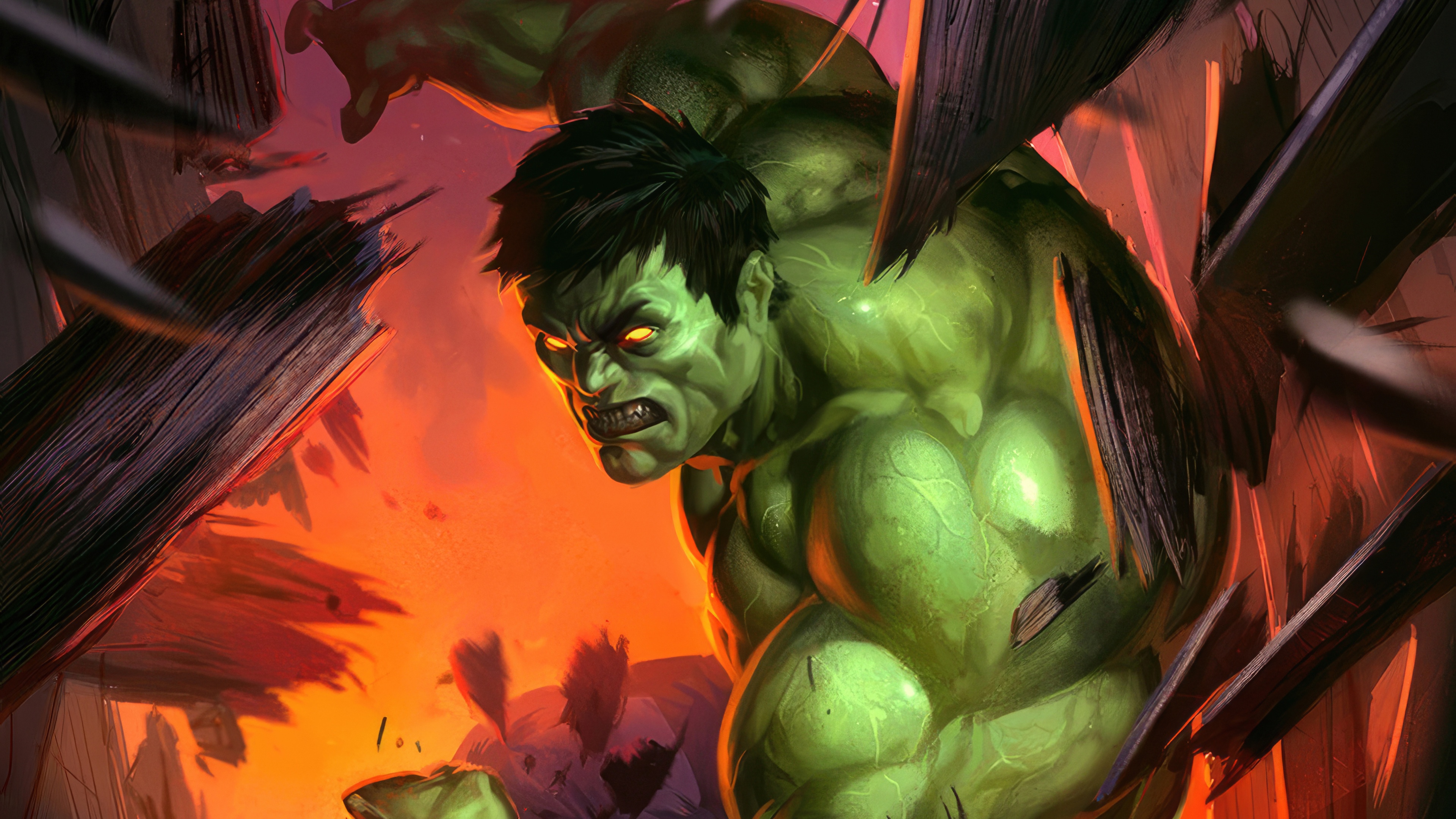 Hulk Smashing Through Debris HD Wallpaper