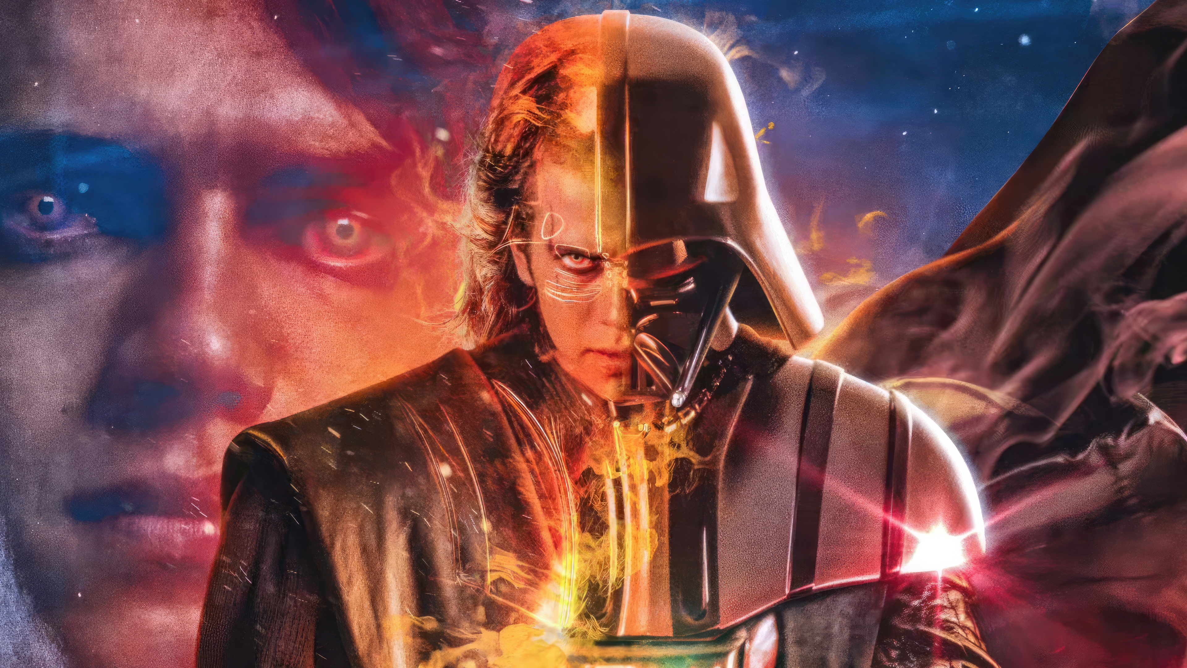 Anakin Skywalker and Darth Vader split image HD Wallpaper