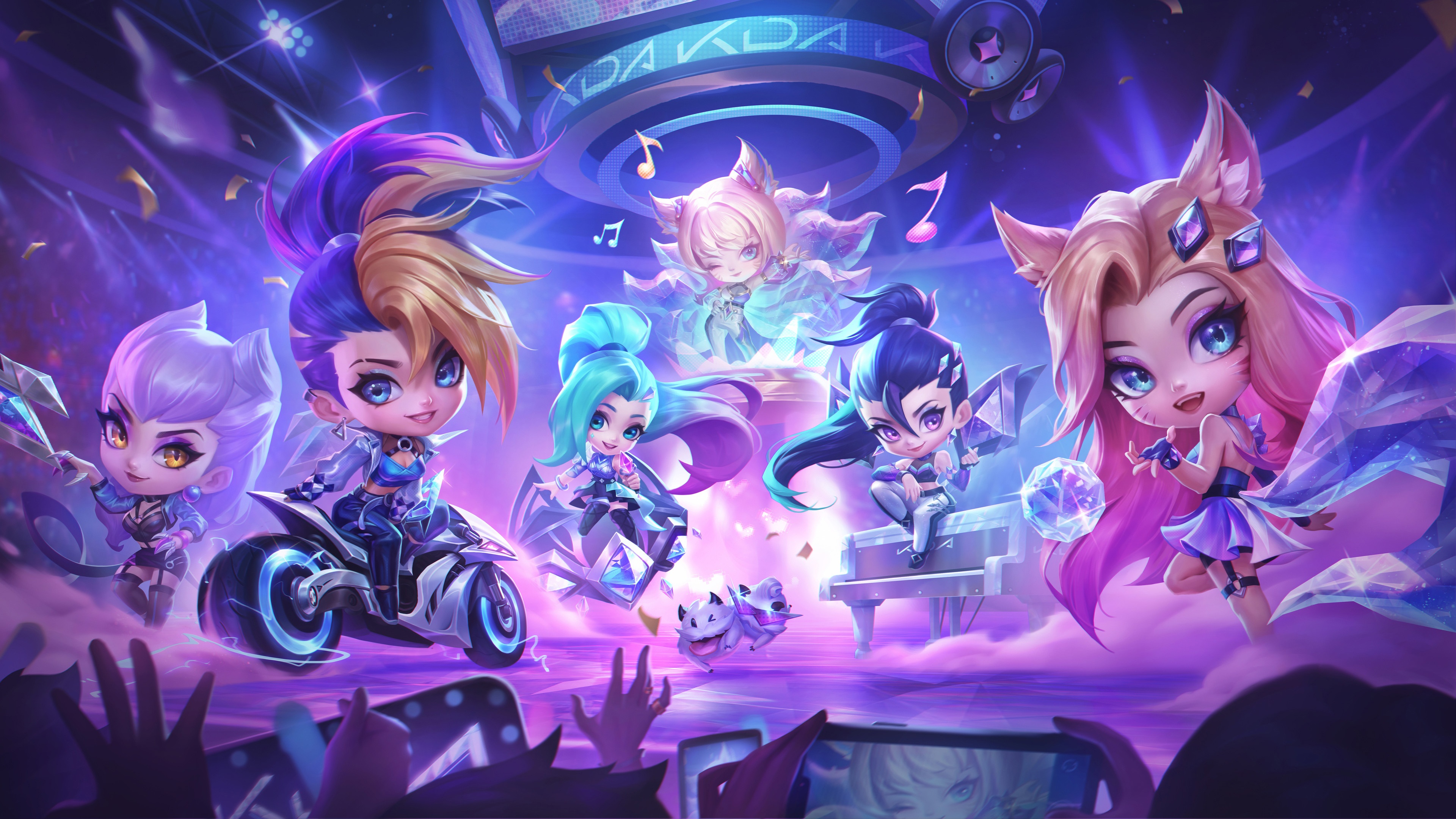 KDA Group Poses on Stage with Fans HD Wallpaper