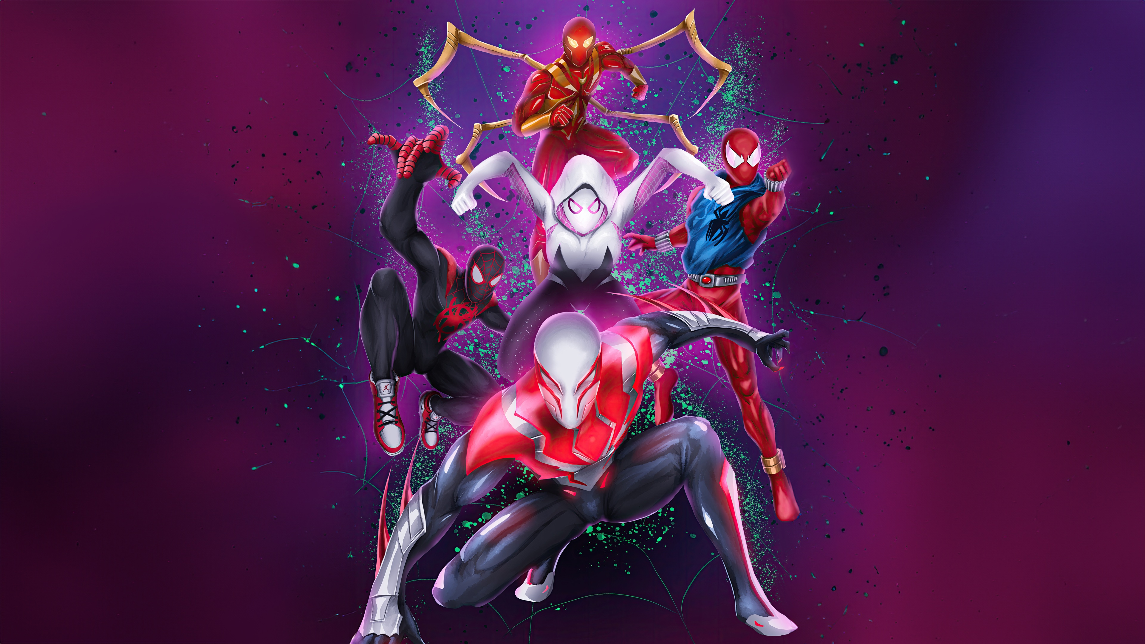 Spider-Verse Characters Assemble HD Wallpaper