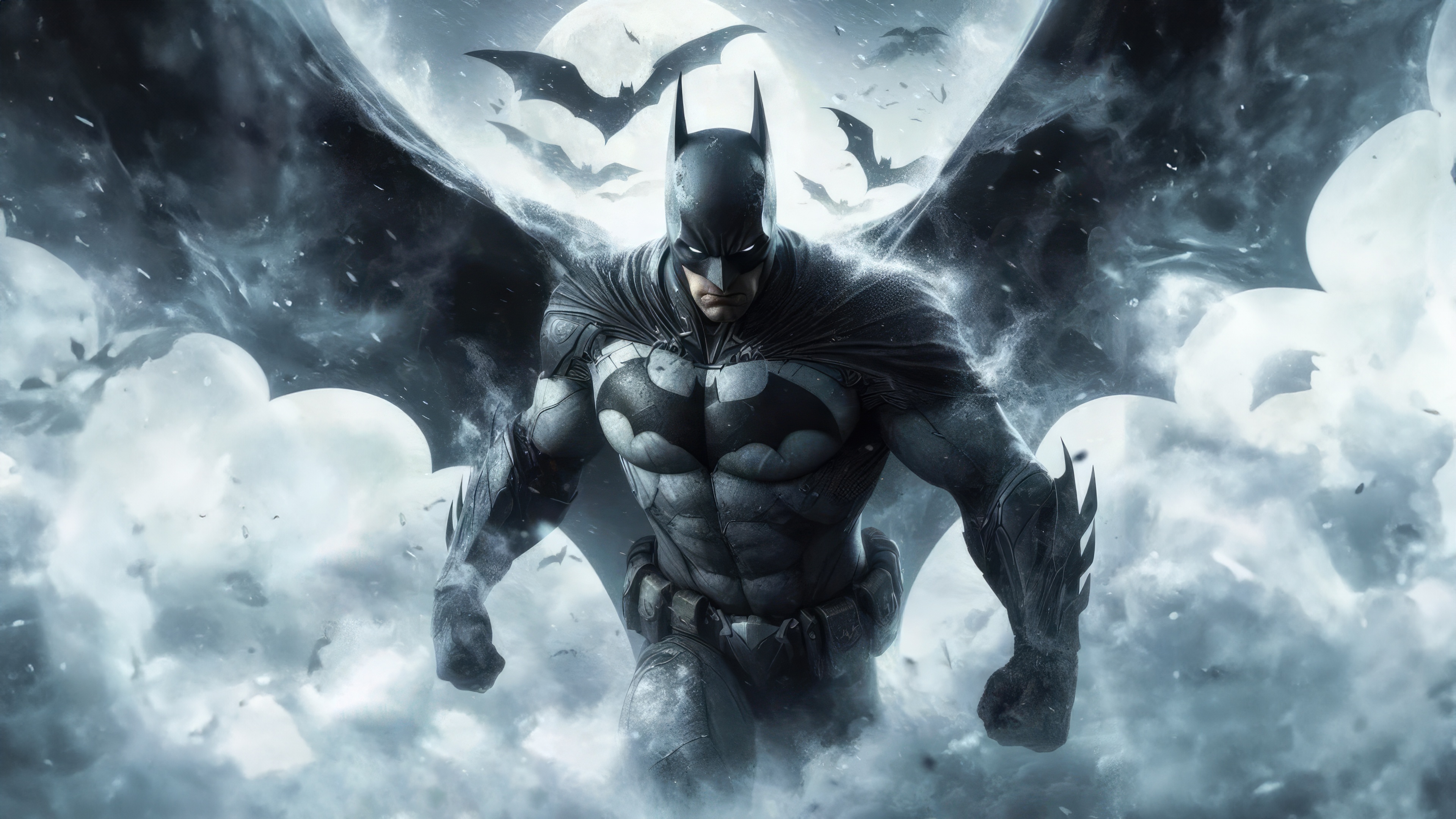 Batman in the Clouds with Bats HD Wallpaper