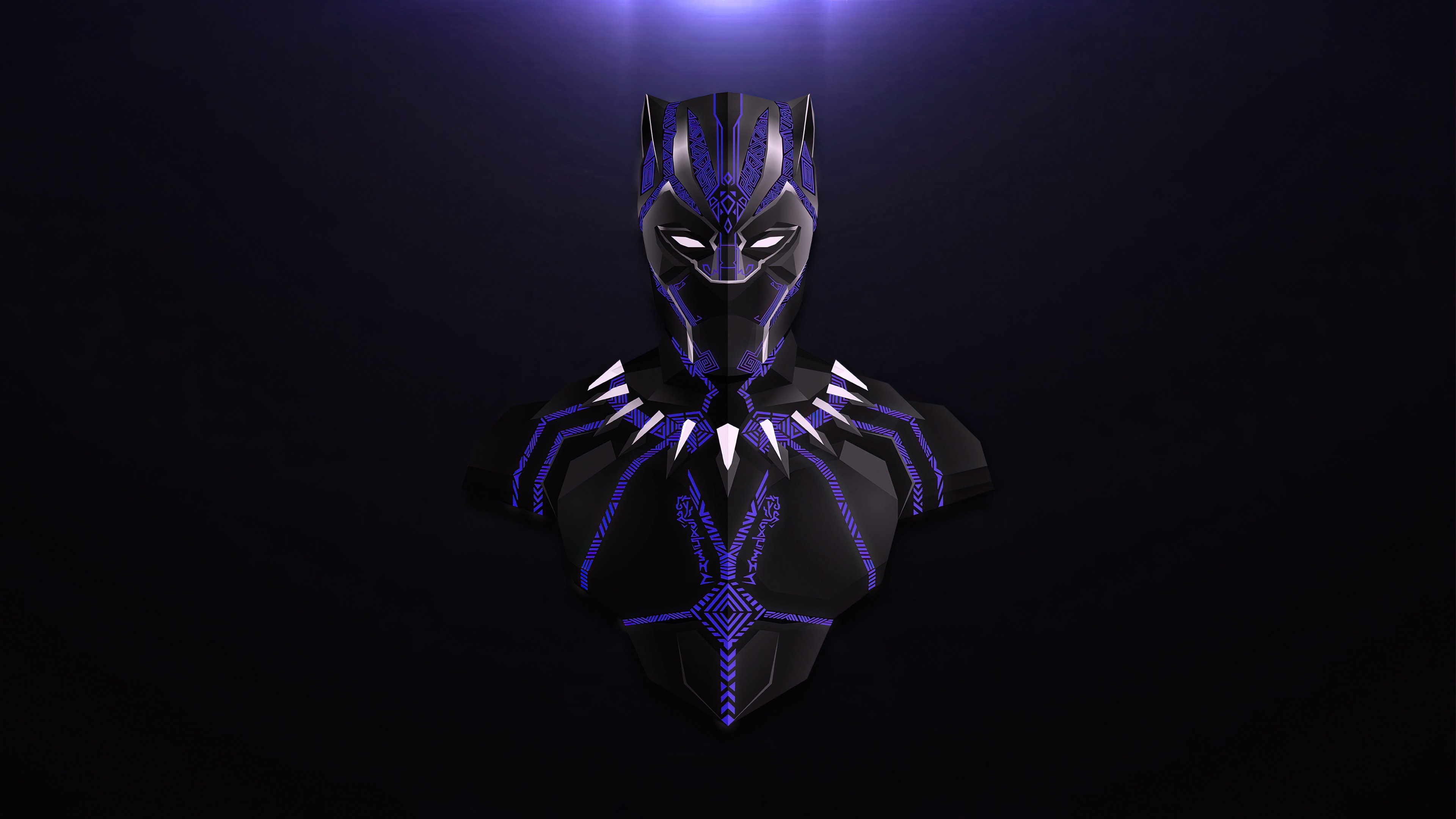Black Panther Bust with Purple Accents HD Wallpaper
