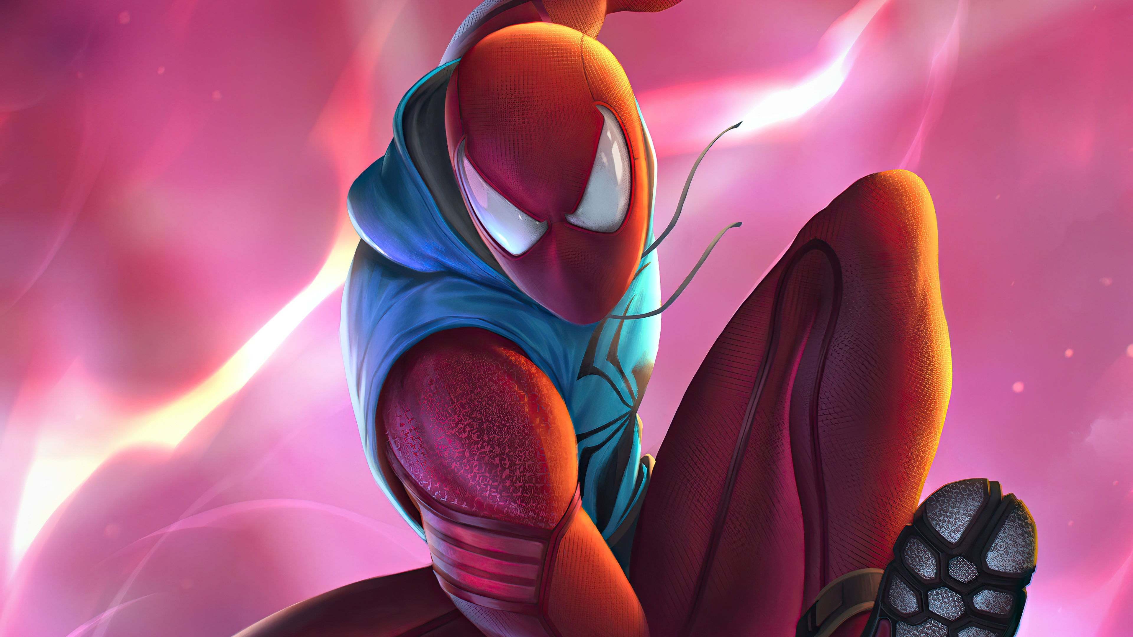 Scarlet Spider in a dynamic pose HD Wallpaper