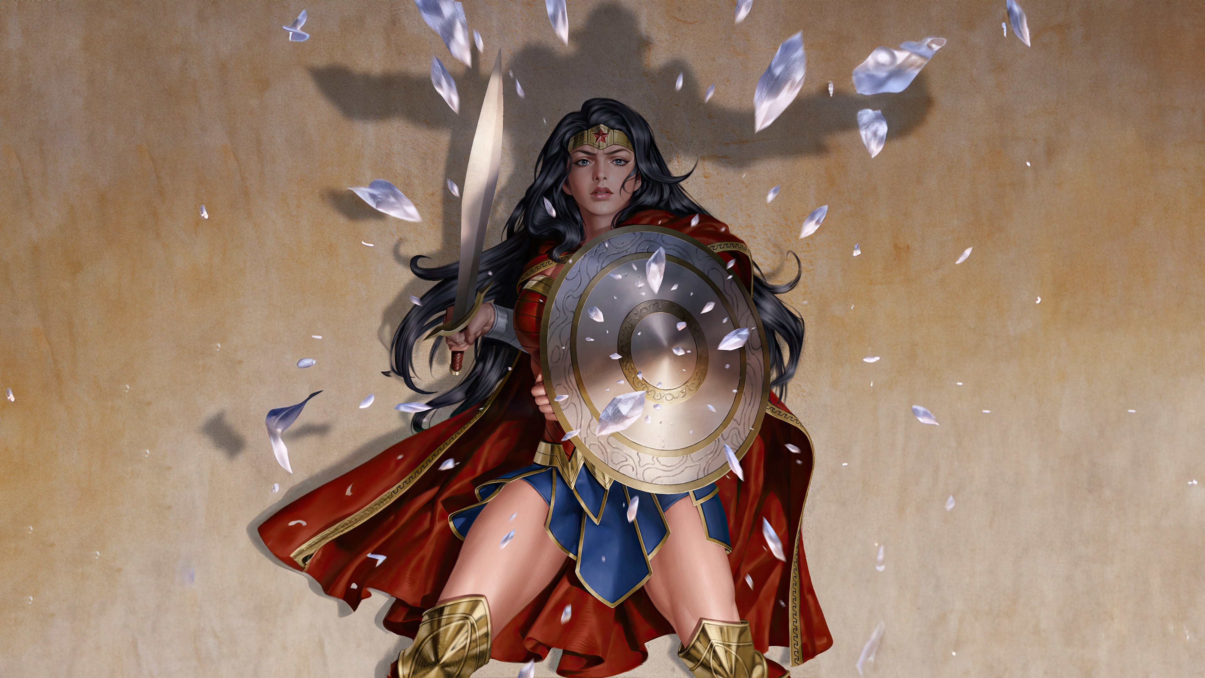 Wonder Woman with Sword and Shield HD Wallpaper