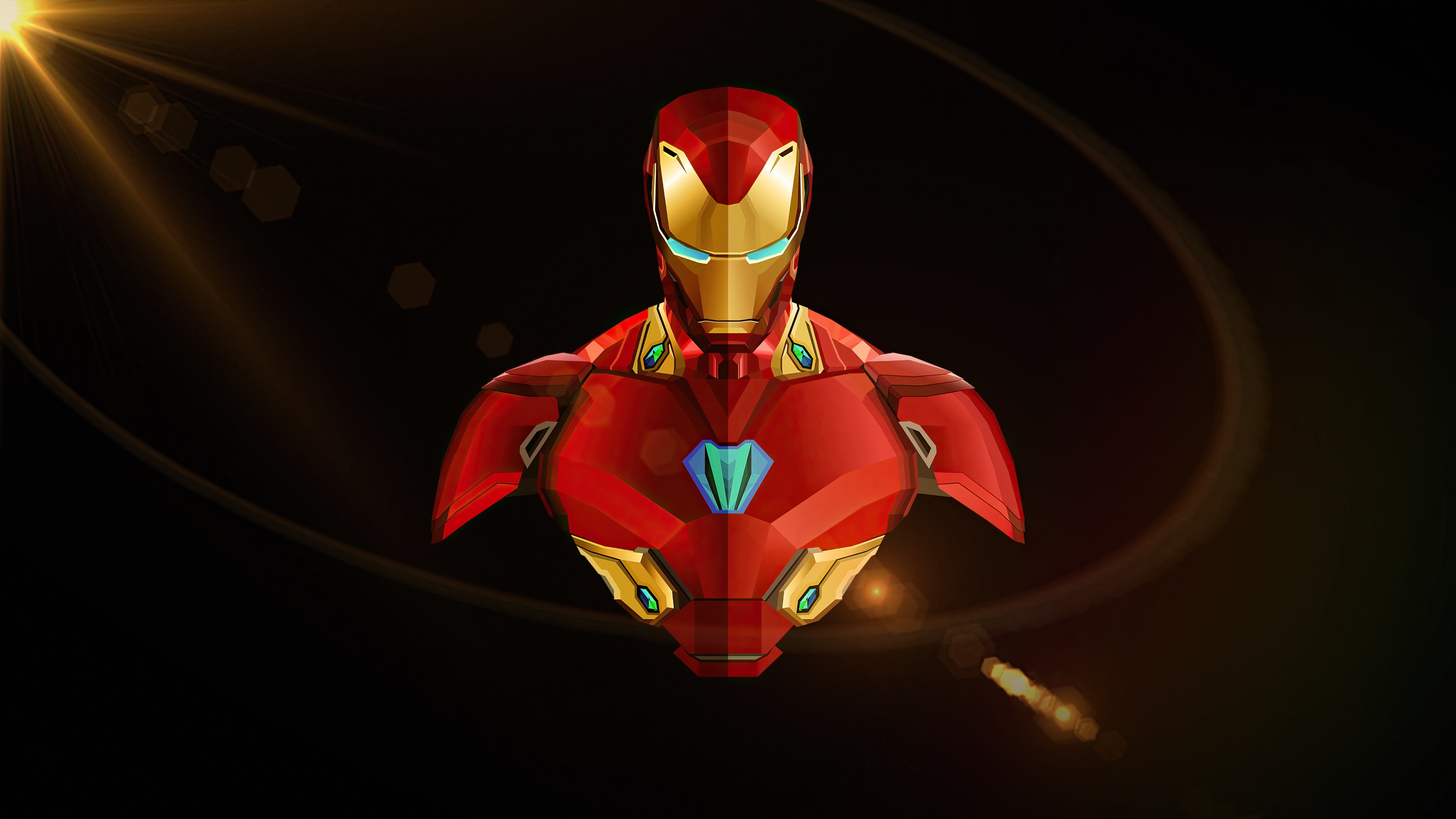 Iron Man Bust with Lens Flares HD Wallpaper