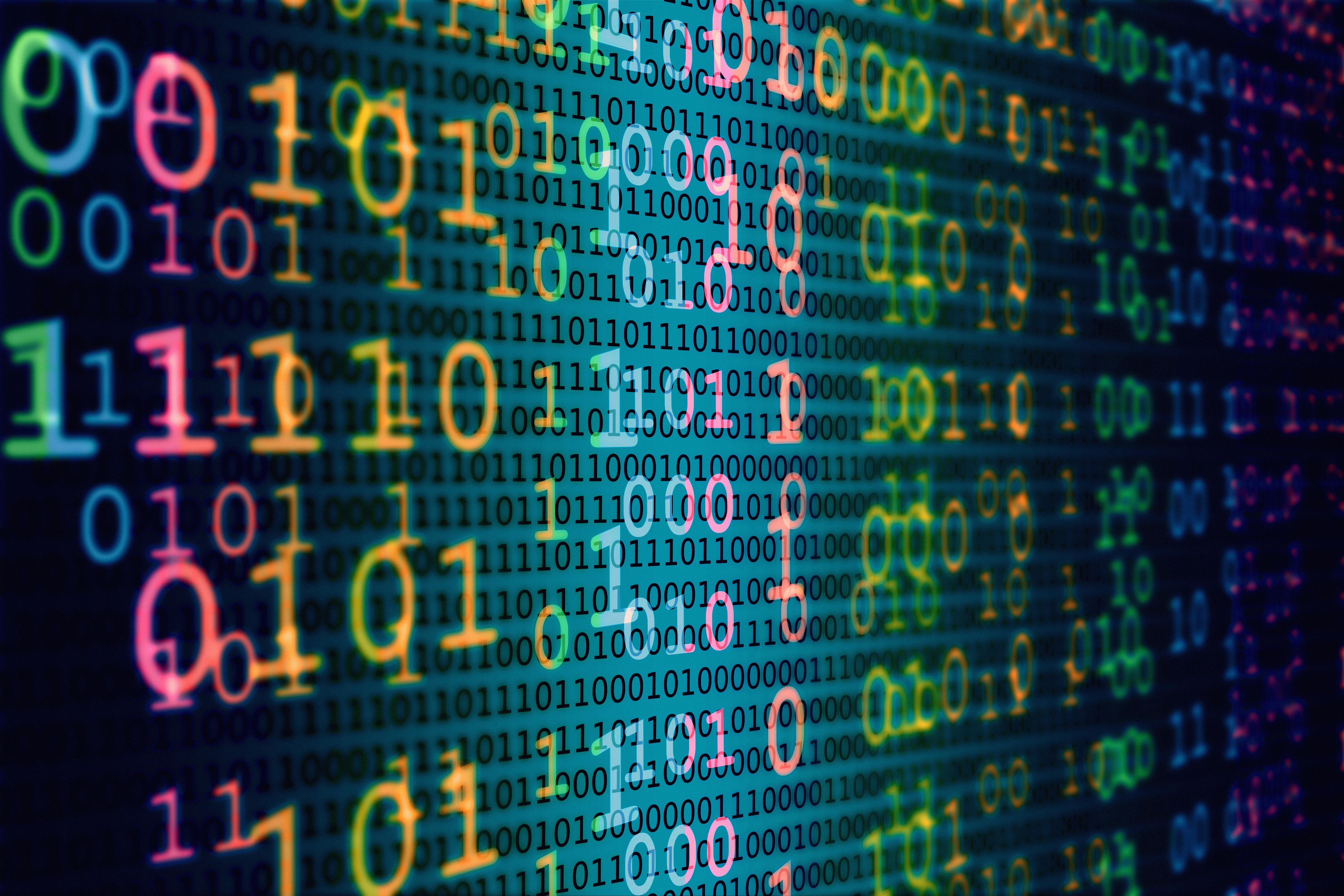 Binary Code on a Dark Background HD Wallpaper