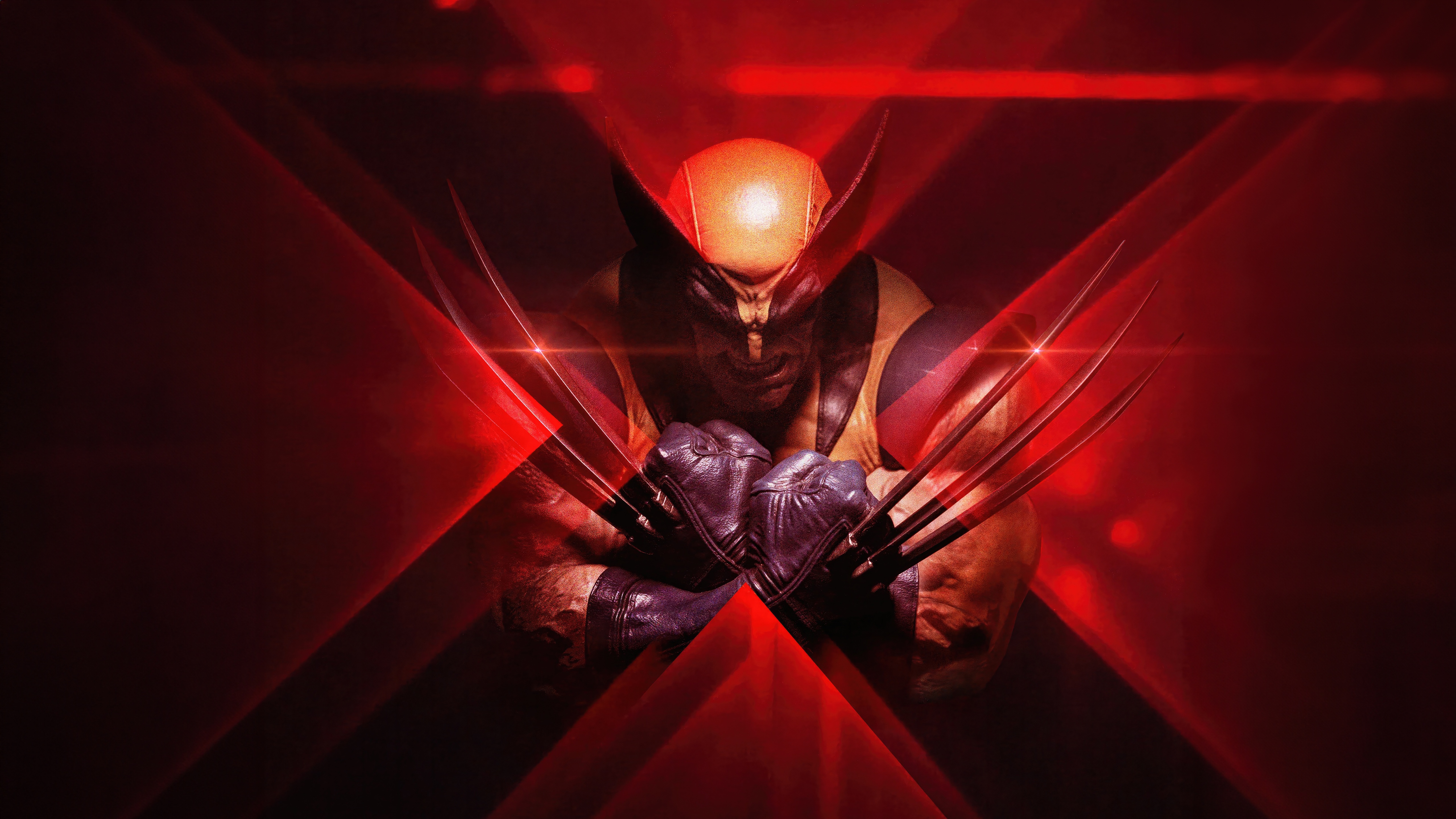 Wolverine with Claws and X-Men Logo HD Wallpaper