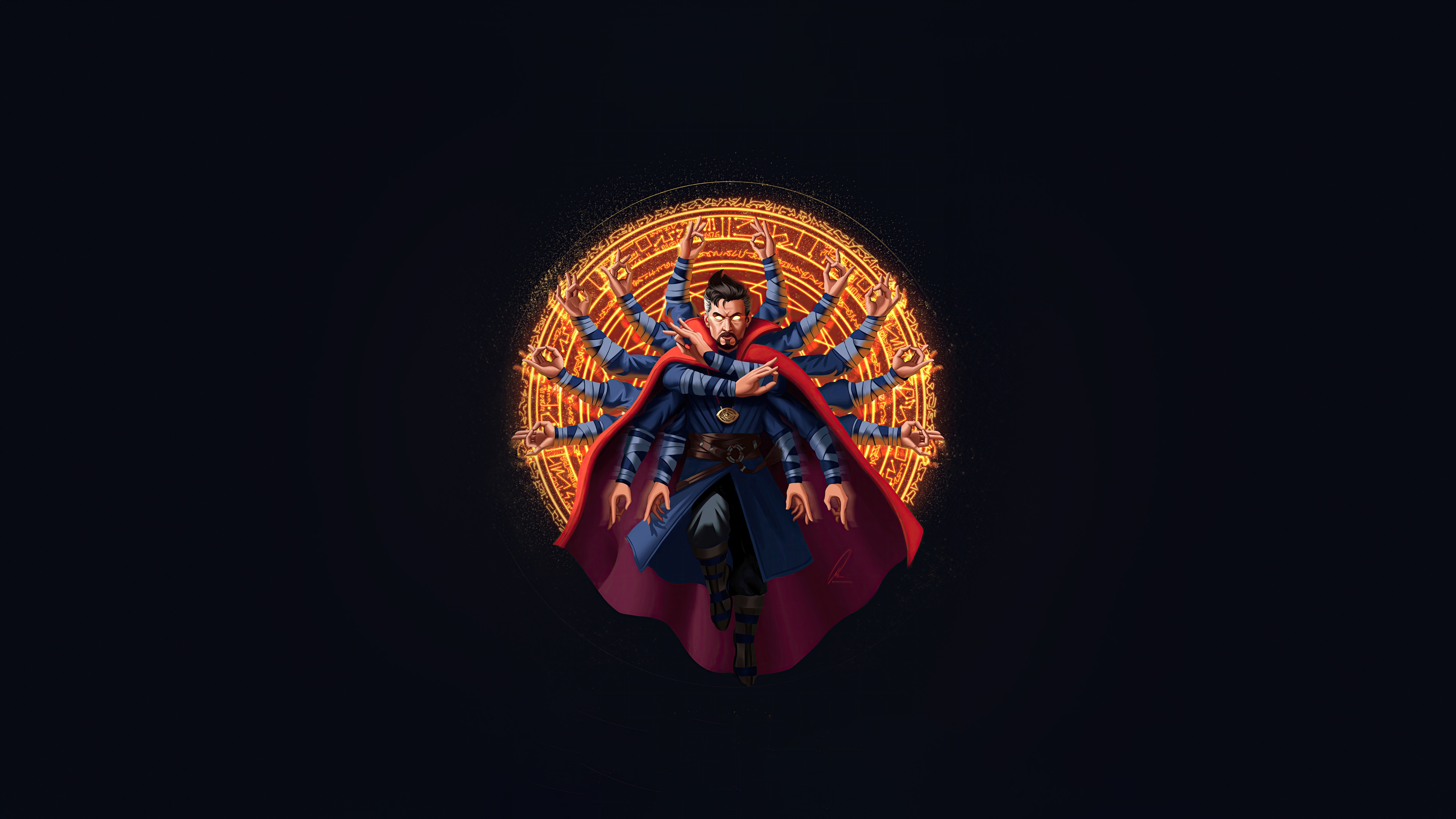 Doctor Strange with multiple arms casting a spell HD Wallpaper