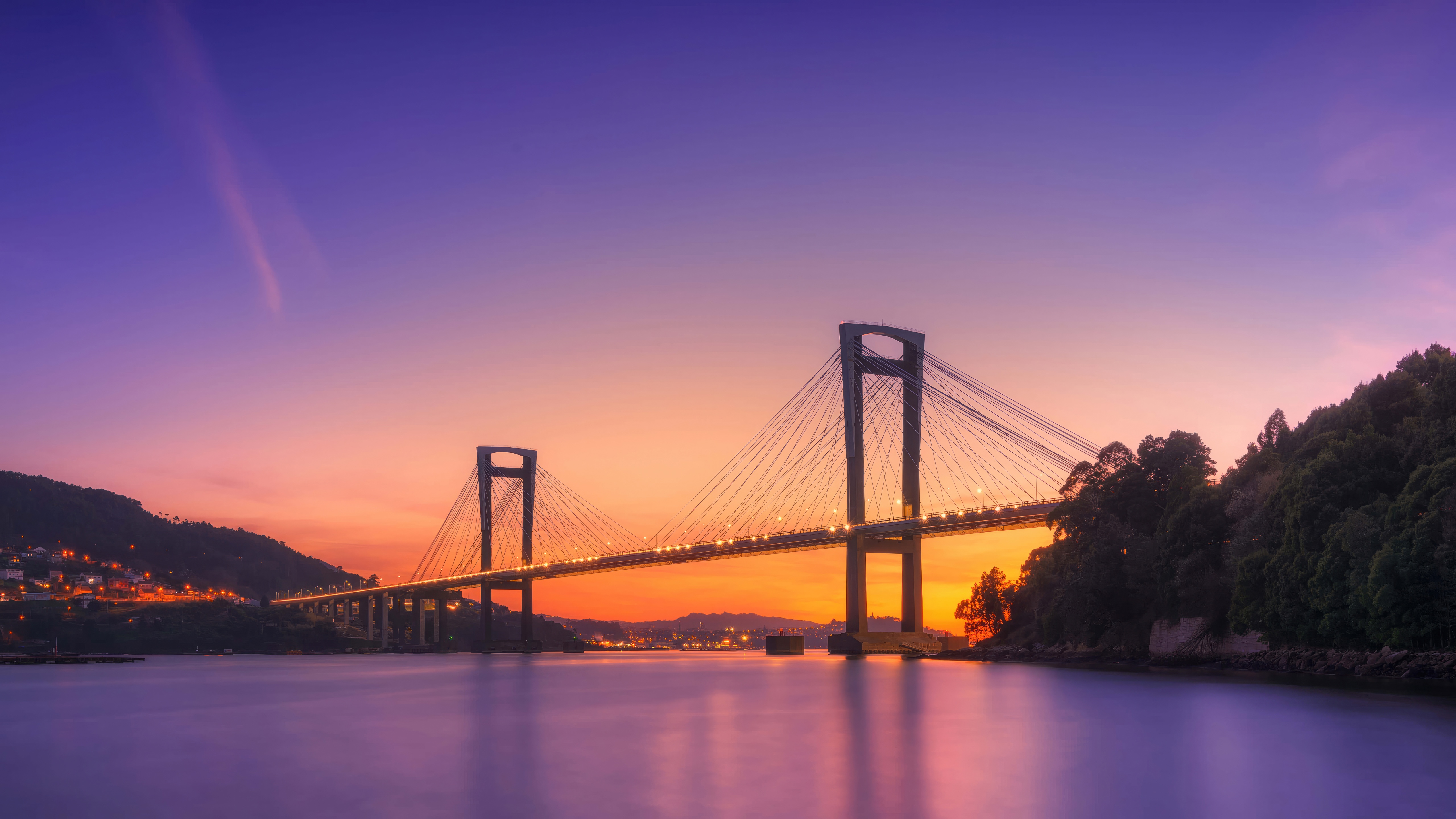 Ria De Vigo bridge at sunset HD Wallpaper