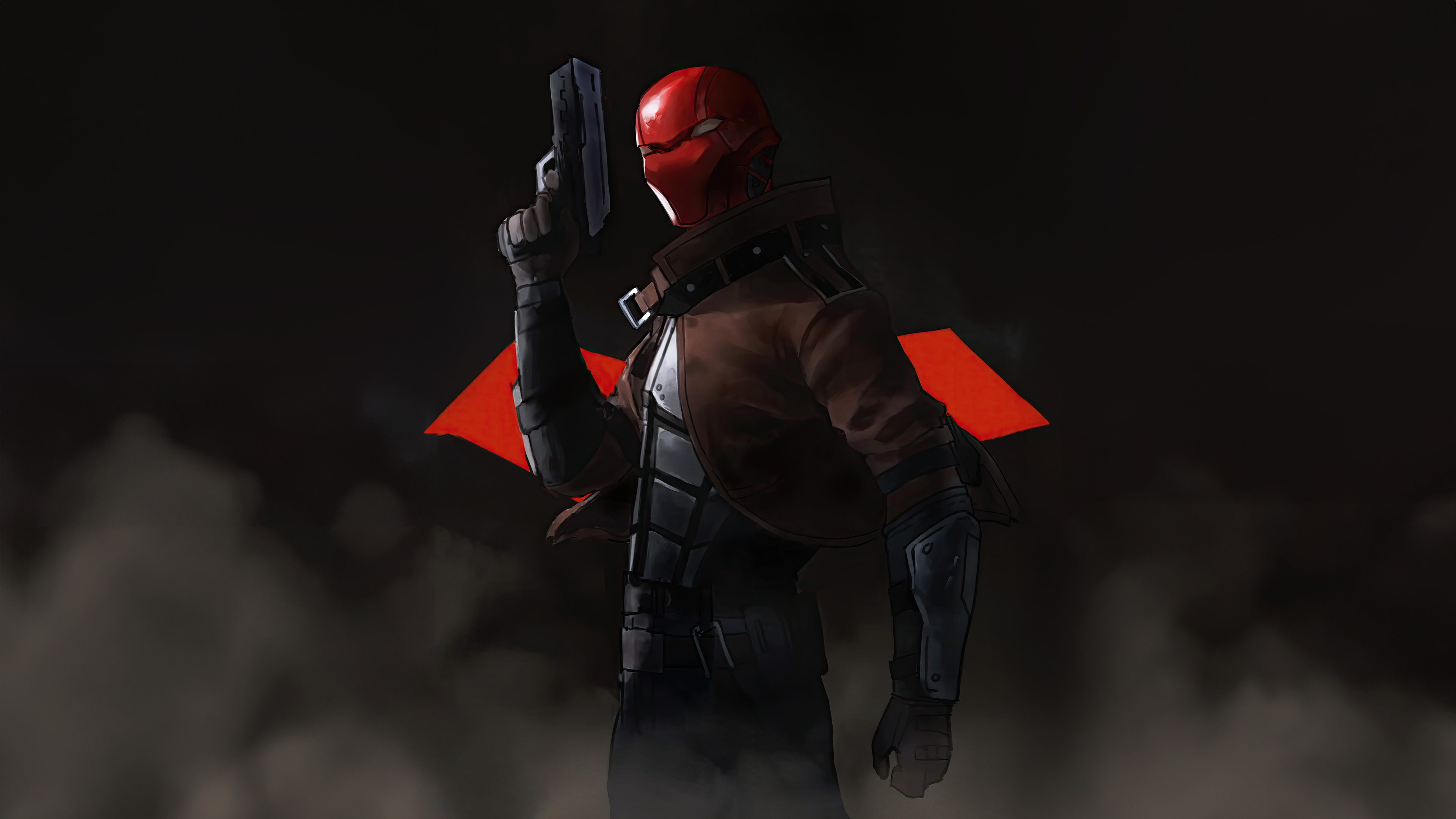 Red Hood Holding a Gun HD Wallpaper