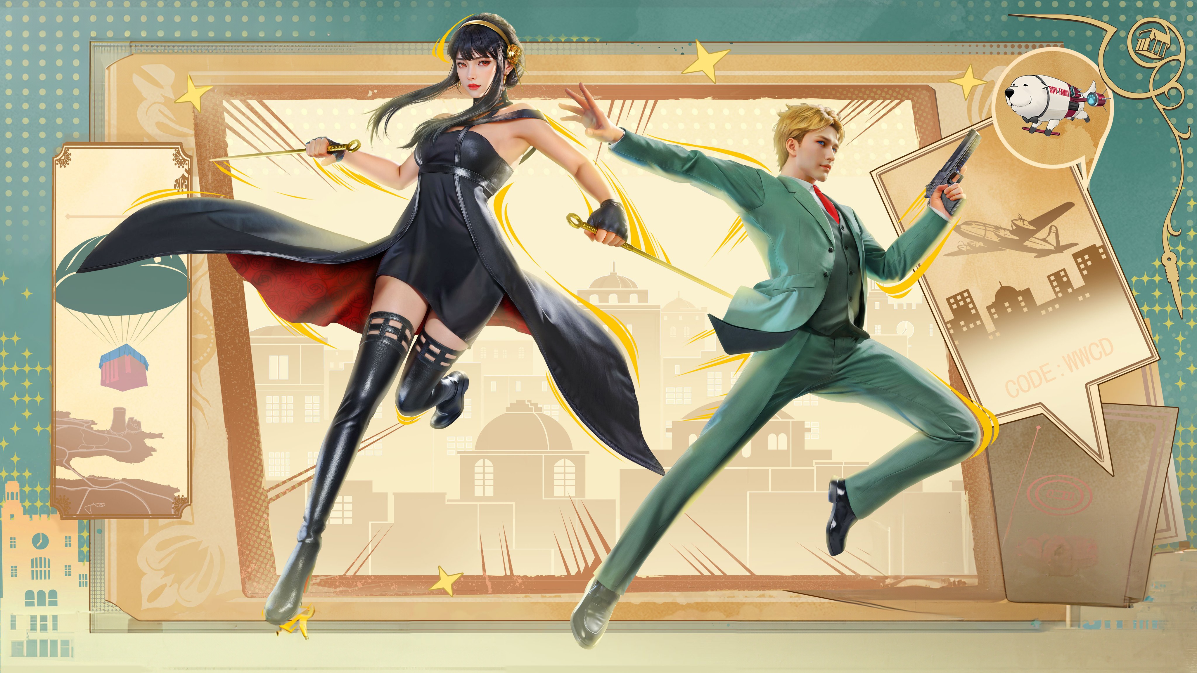 Spy x Family characters in action HD Wallpaper