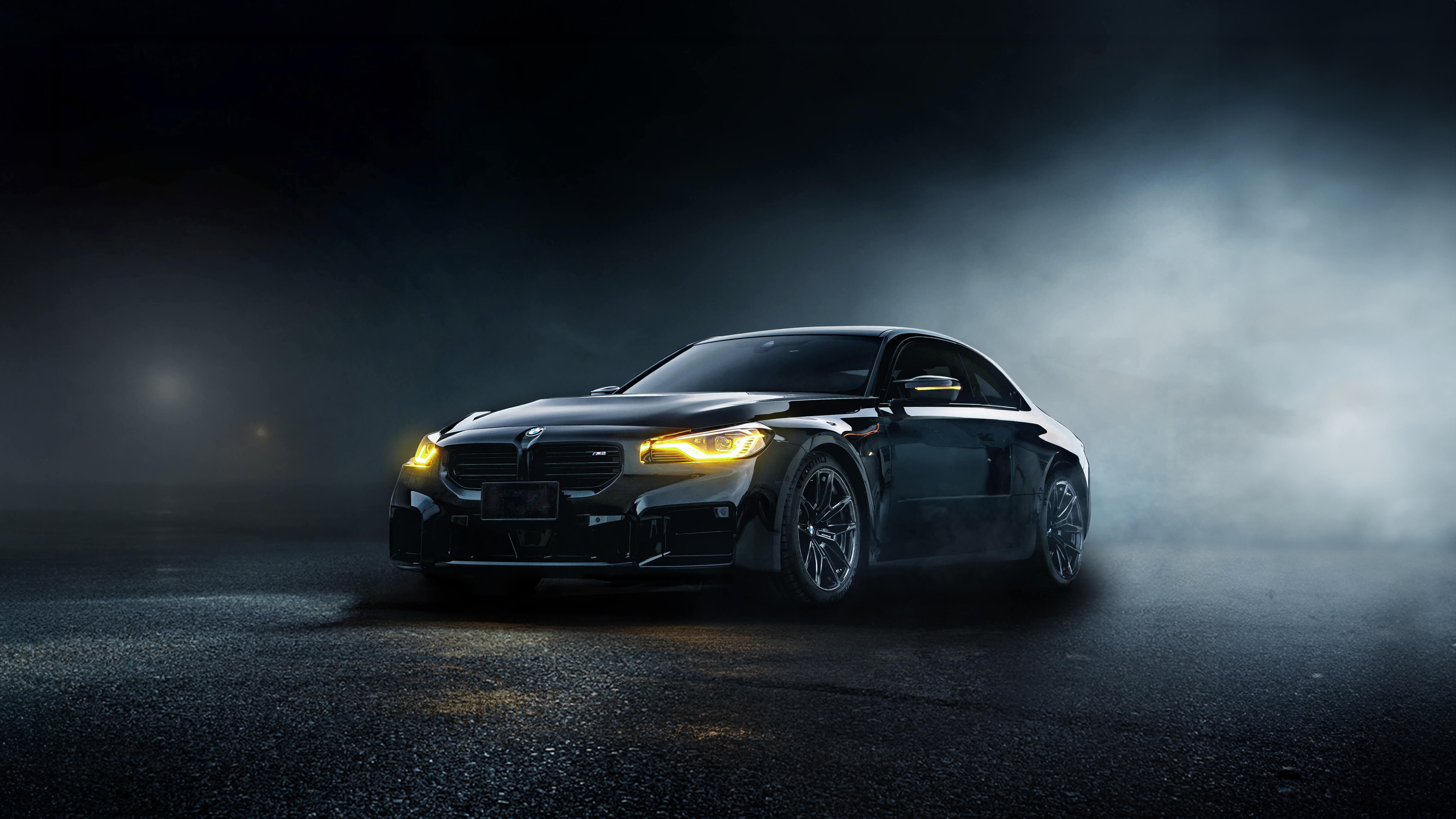 Black BMW G87 M2 in Foggy Environment HD Wallpaper