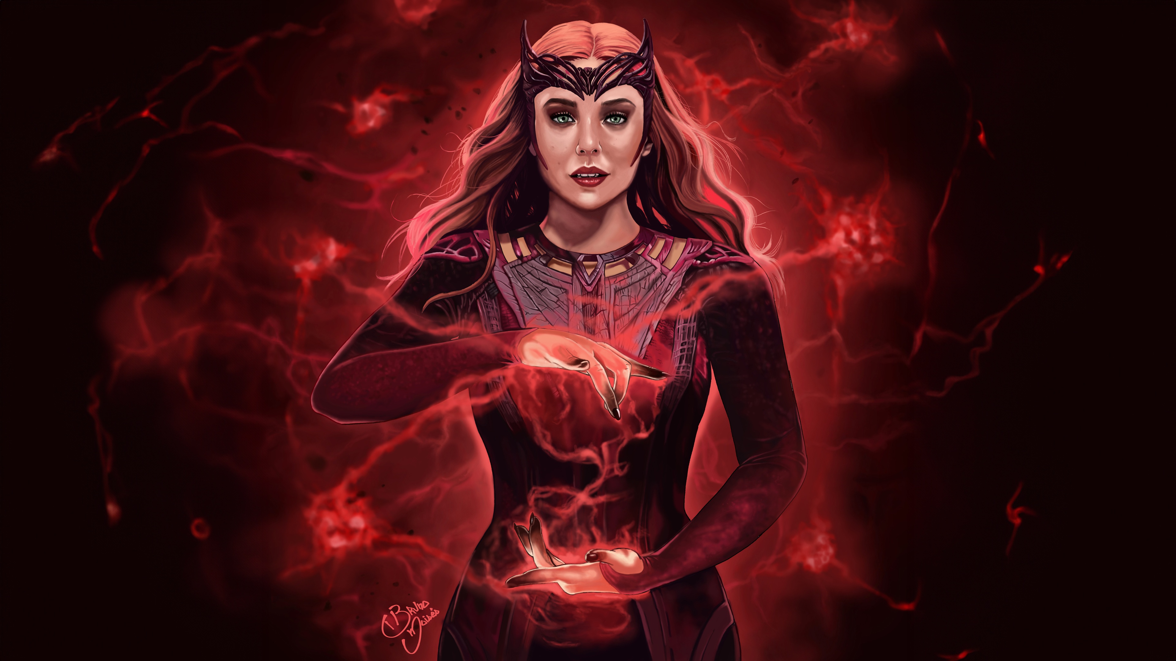 Scarlet Witch using magic HD Wallpaper