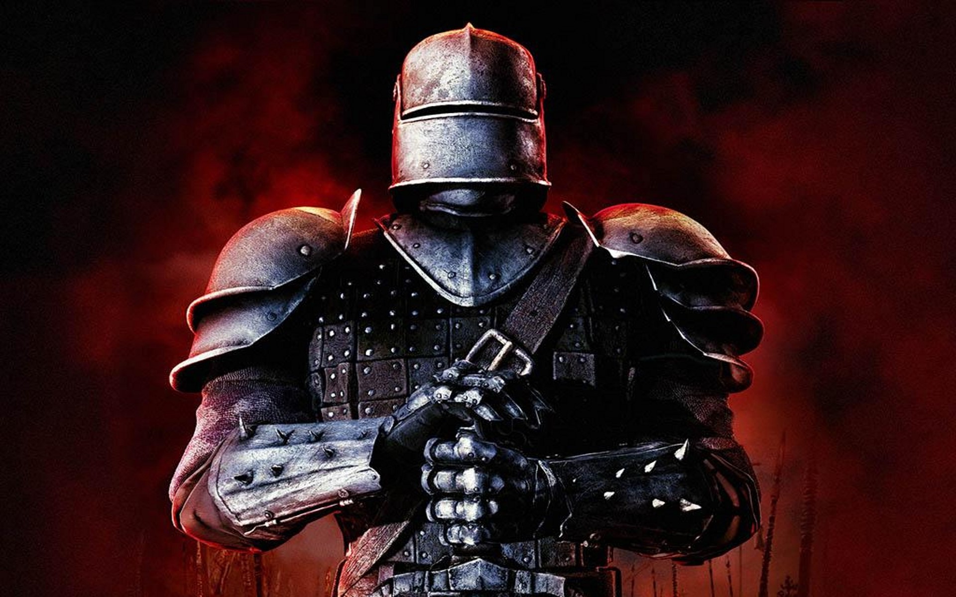 Knight in dark armor holding a sword HD Wallpaper