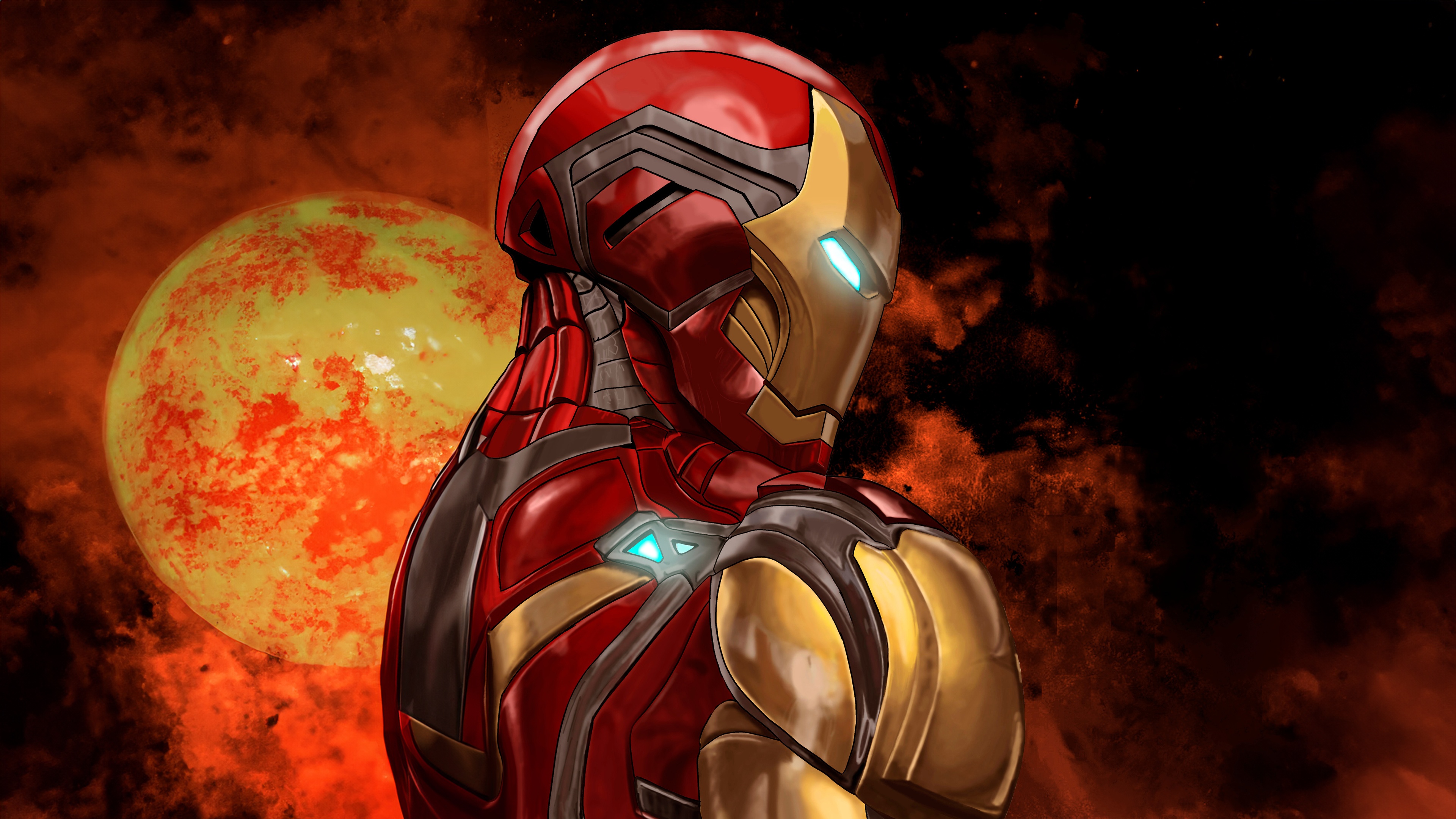 Iron Man Enigma in front of a large planet HD Wallpaper