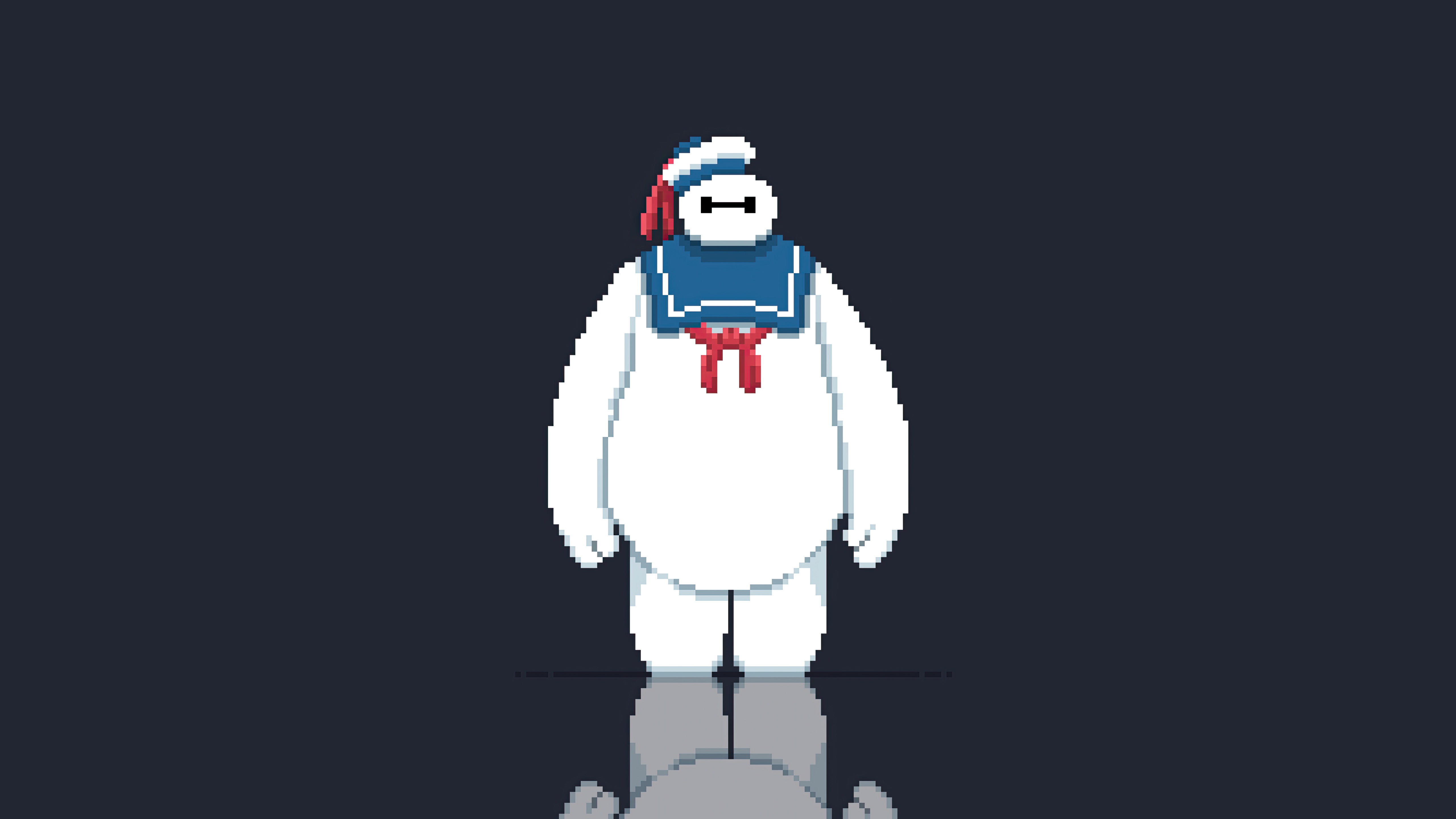 Baymax as Stay Puft Marshmallow Man Pixel Art HD Wallpaper