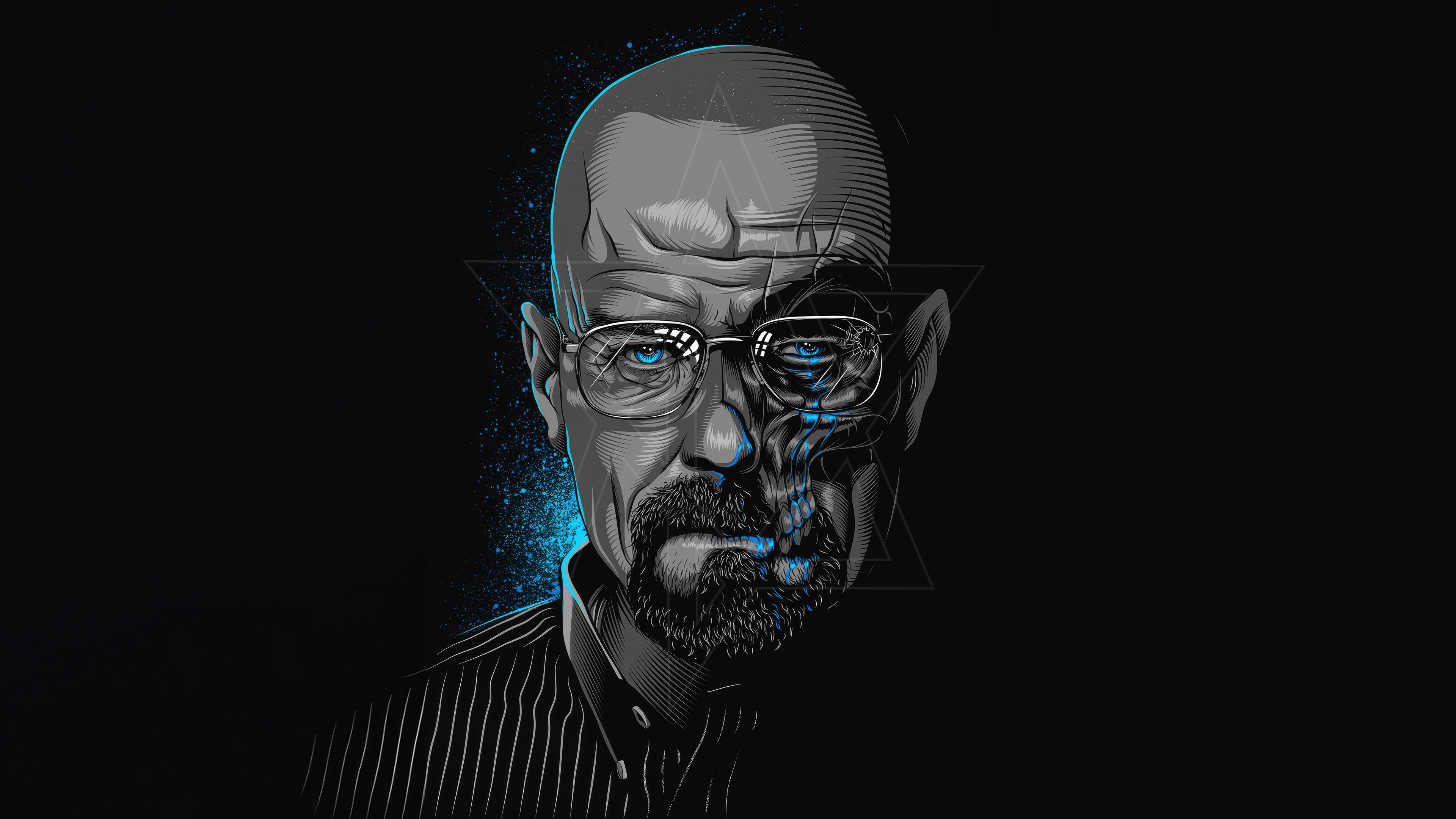 Walter White split face illustration HD Wallpaper