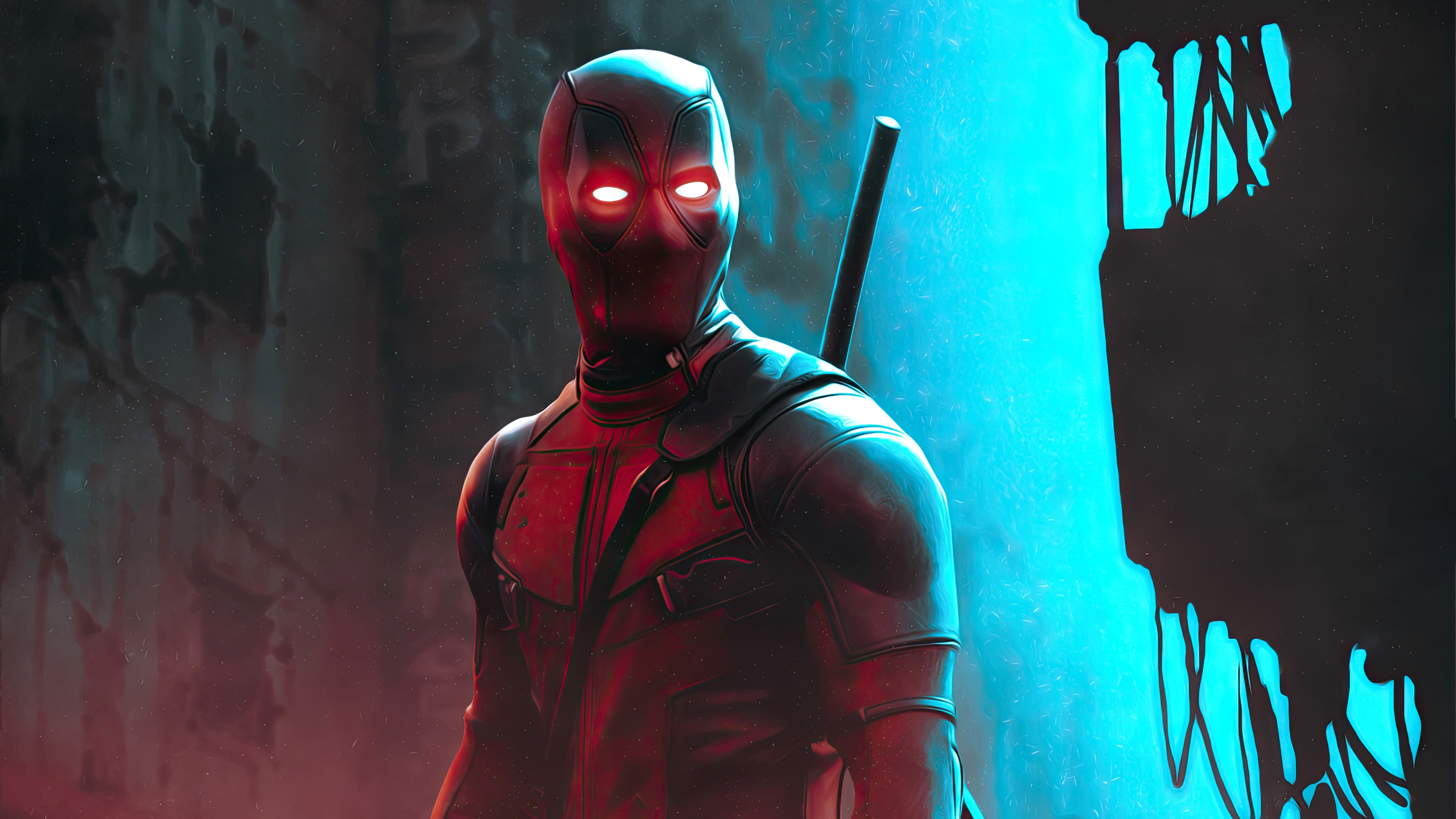 Deadpool with glowing eyes HD Wallpaper