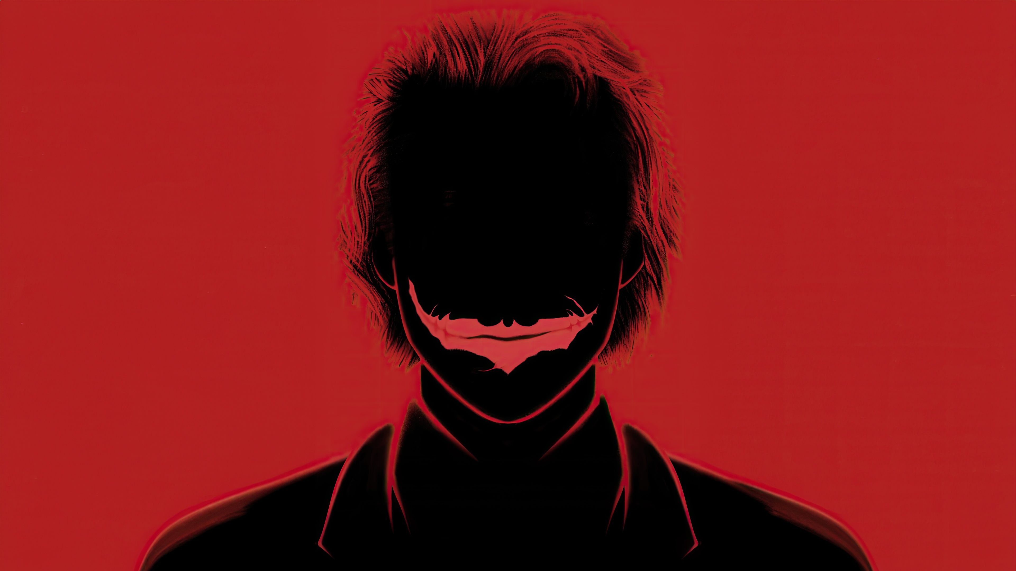 The Joker silhouette with a red background HD Wallpaper