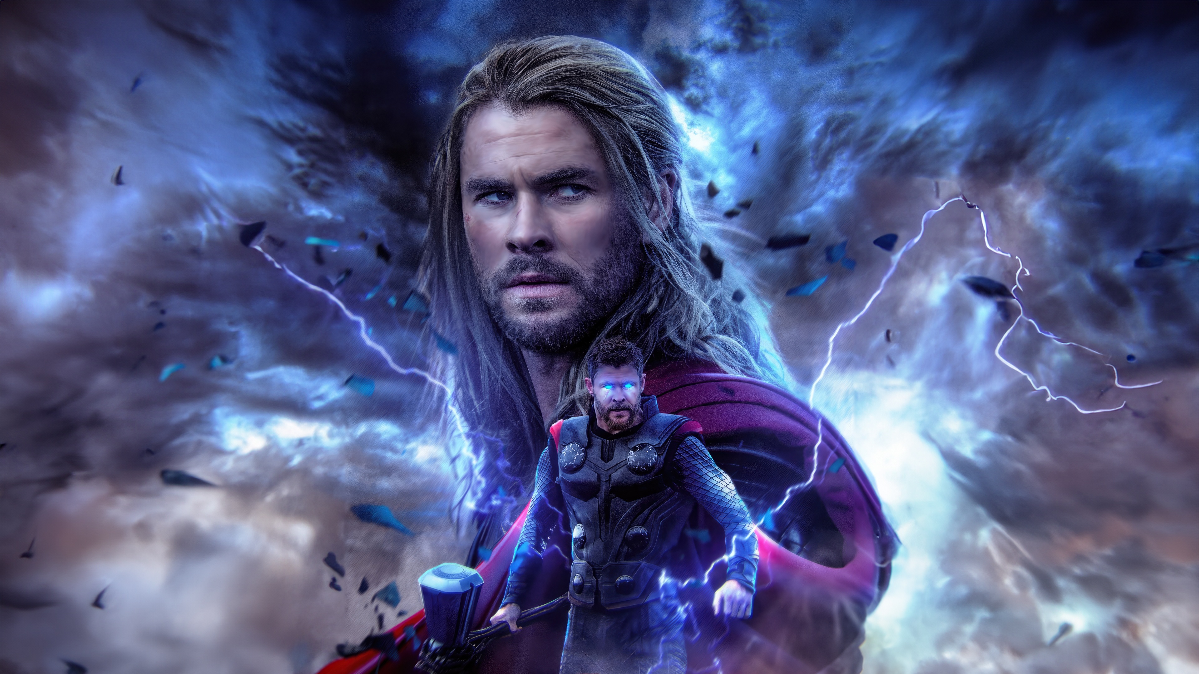 Thor and Thor in a stormy sky HD Wallpaper