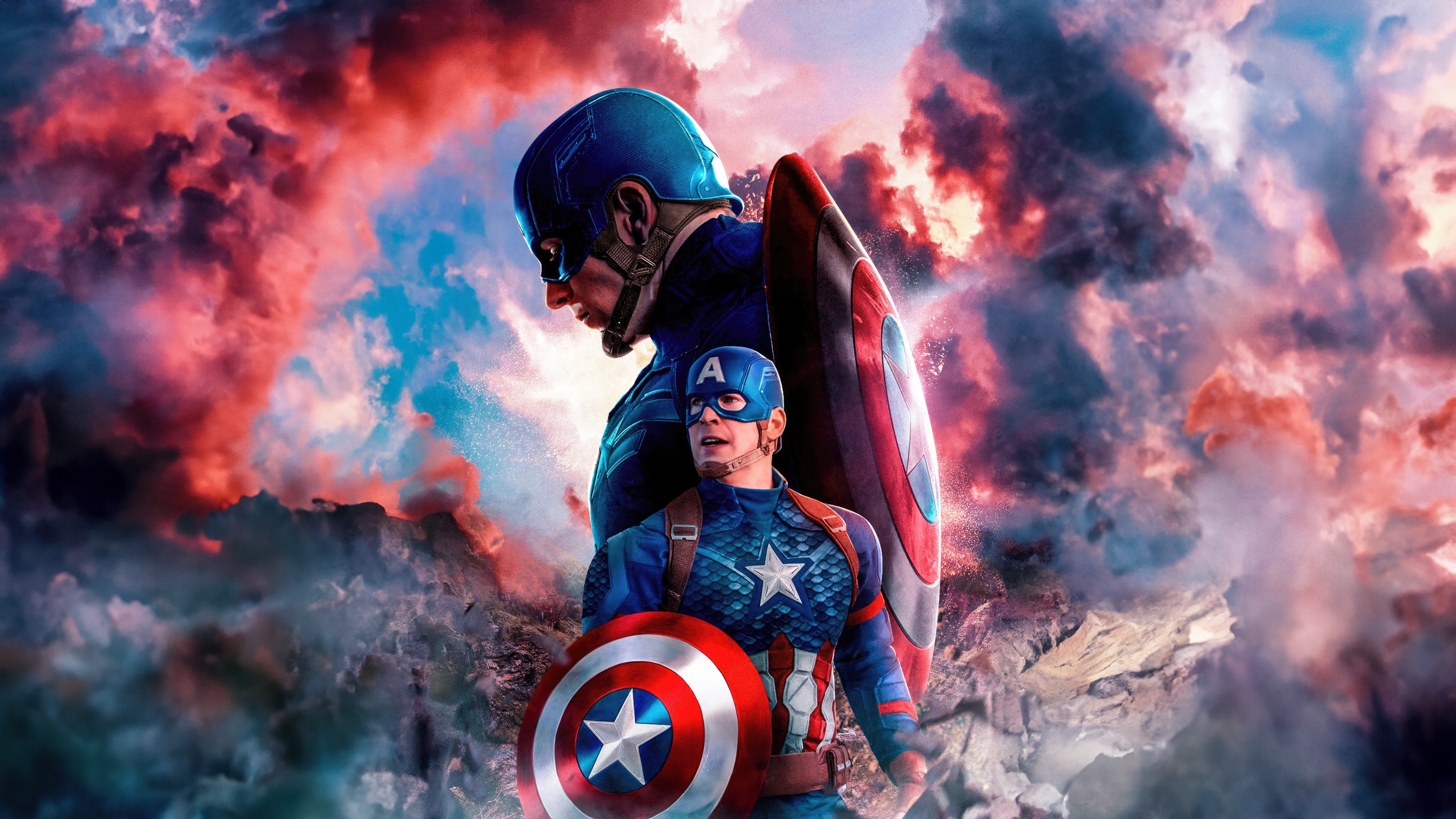 Captain America with Shield and Helmet HD Wallpaper