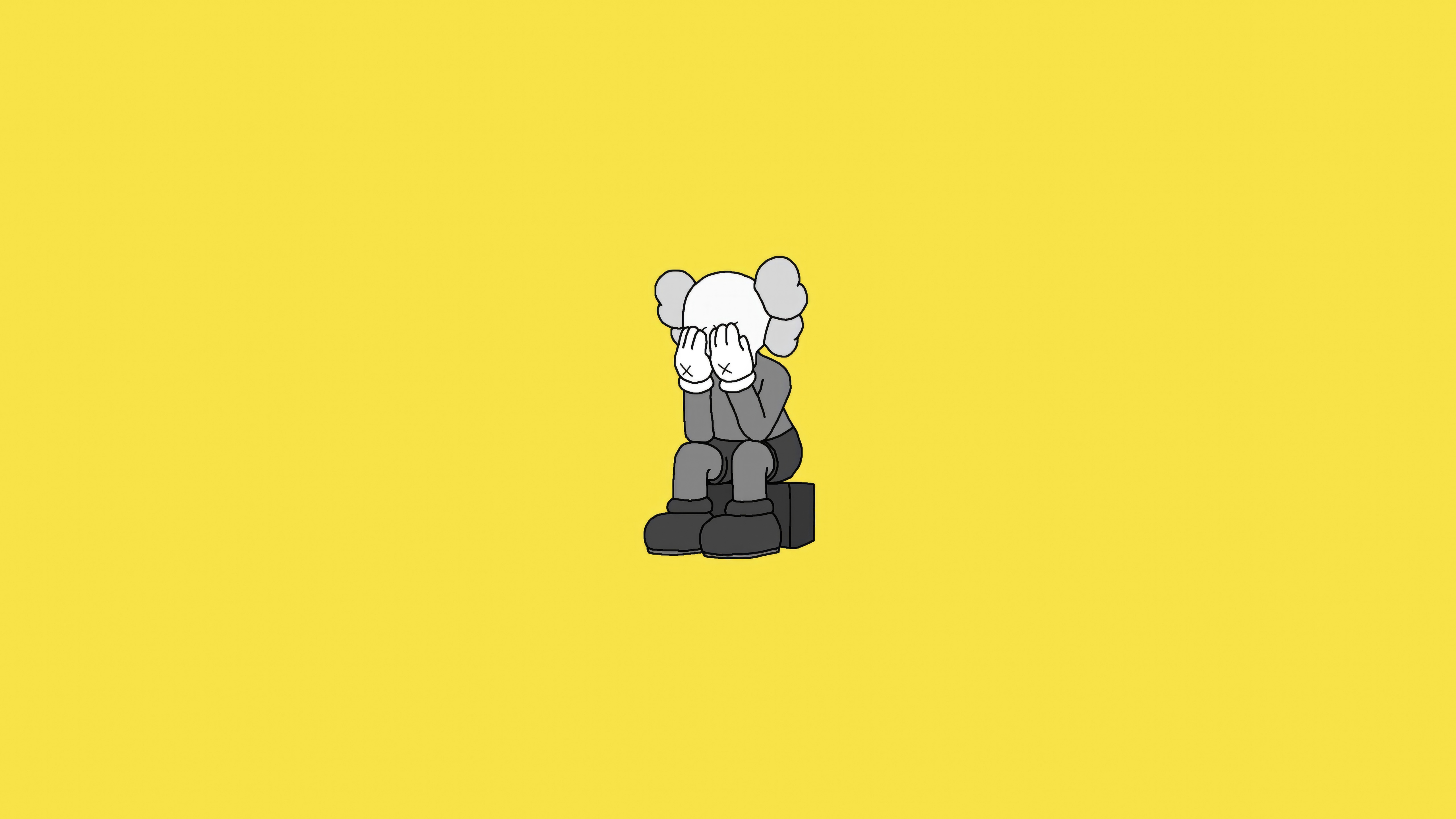 Kaws character sitting with hands over face HD Wallpaper