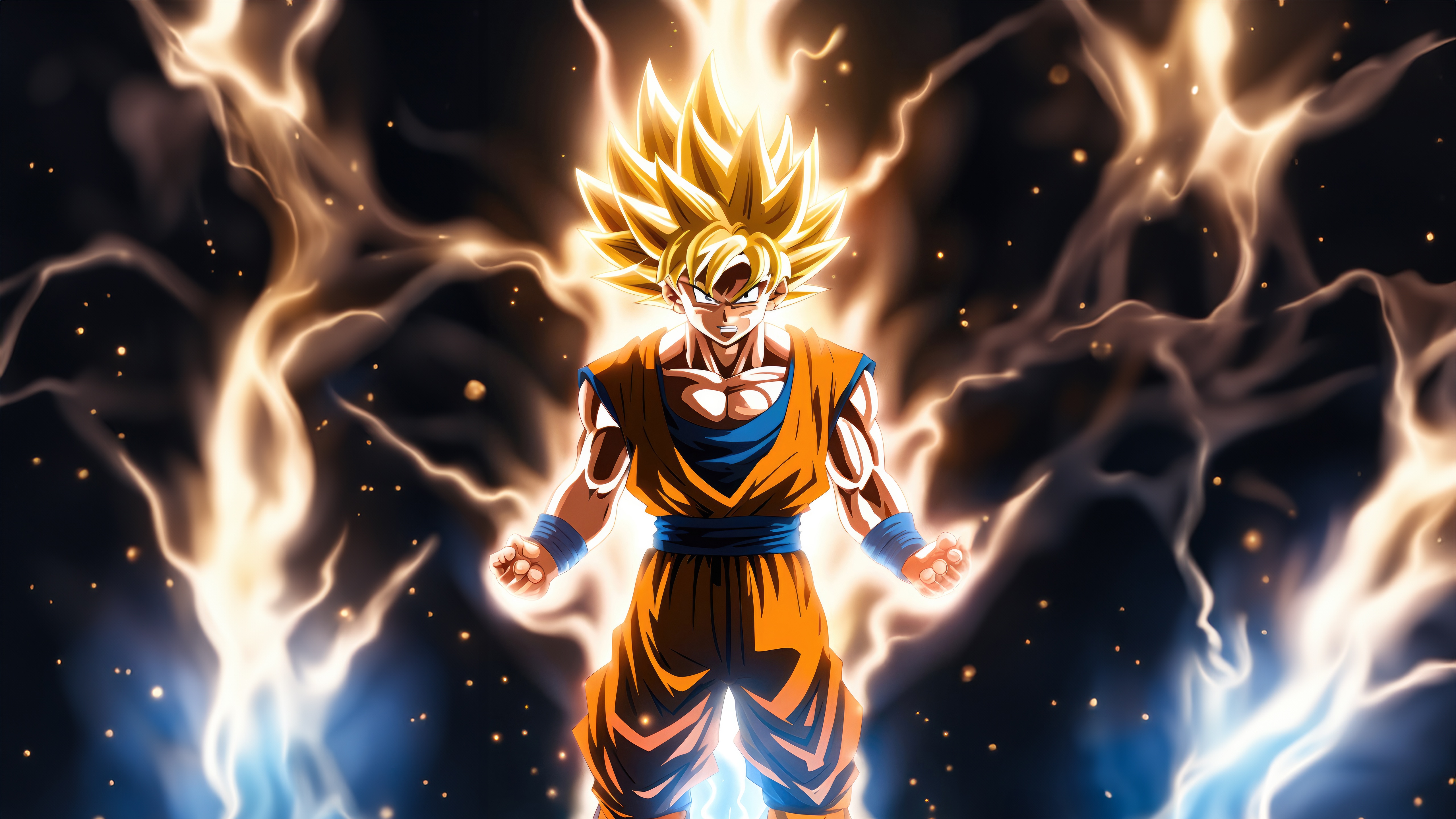 Goku in Super Saiyan form with glowing aura HD Wallpaper