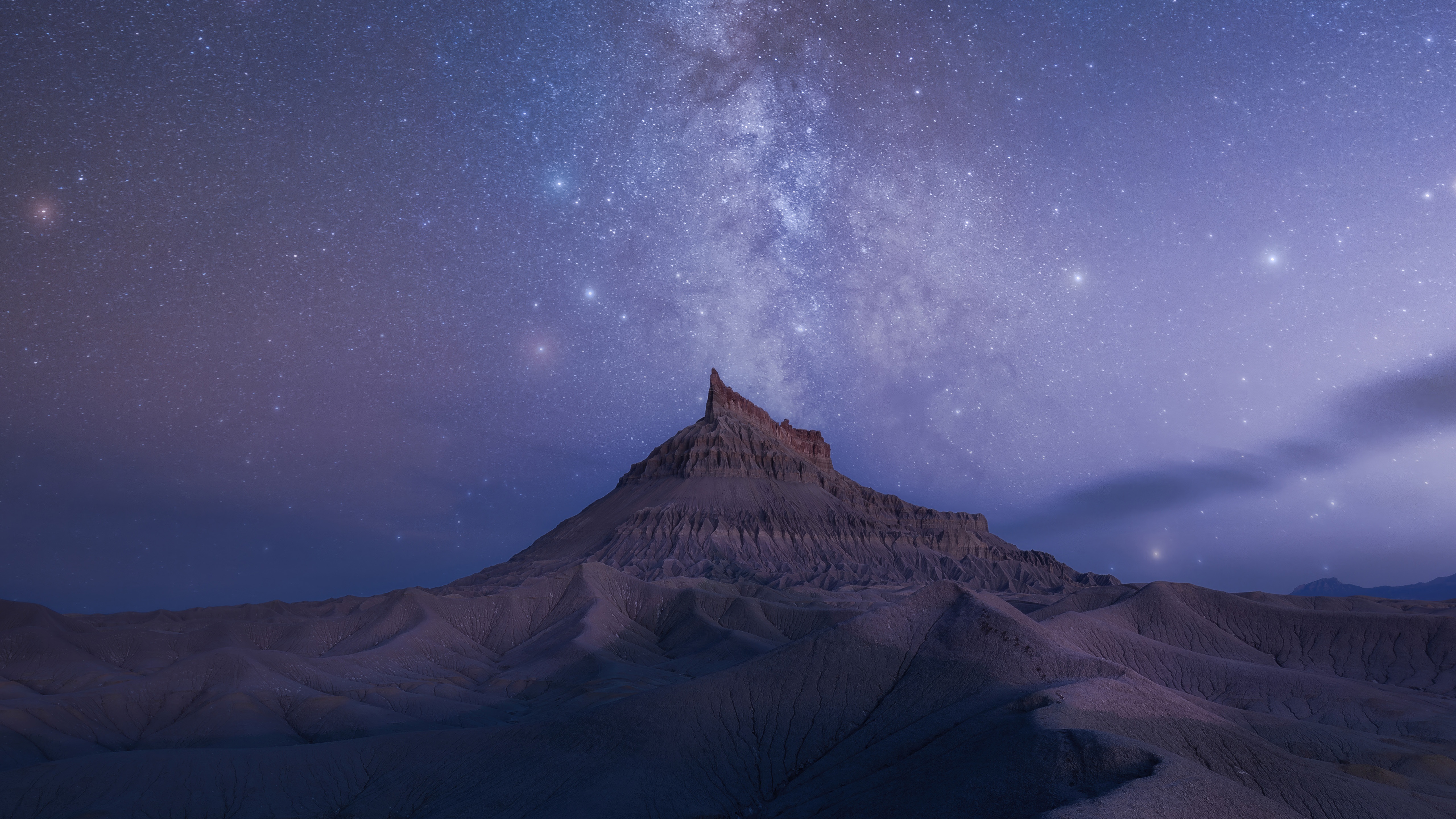 Milky Way Over a Desert Mountain Peak HD Wallpaper