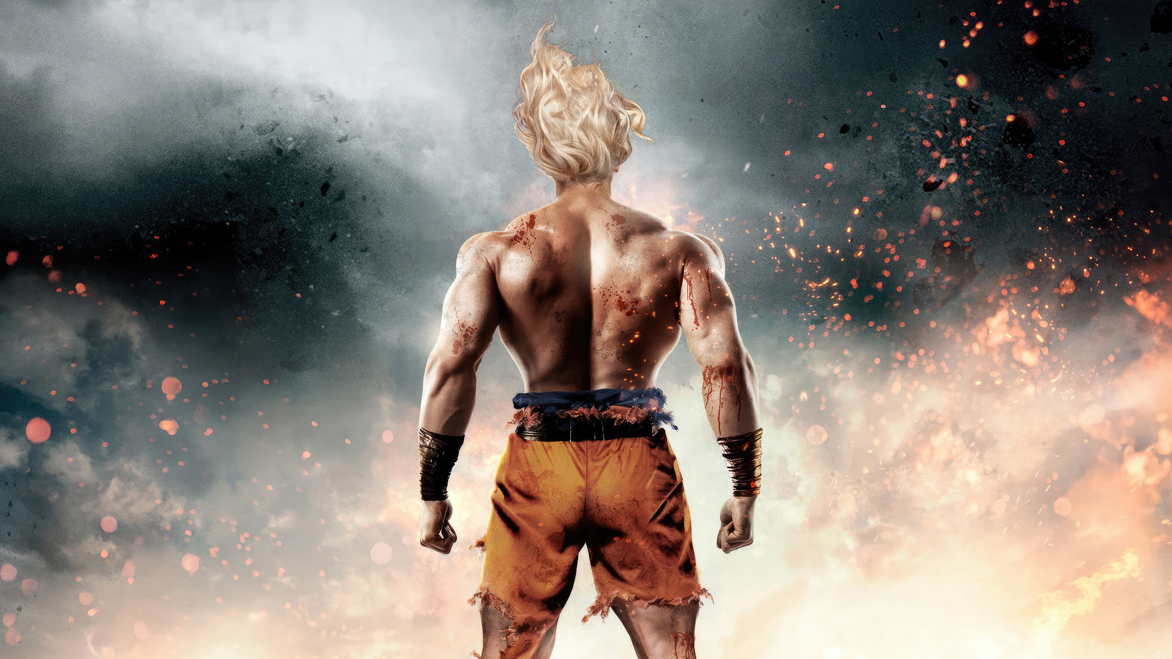 Goku from Dragon Ball Z in a battle-worn state HD Wallpaper