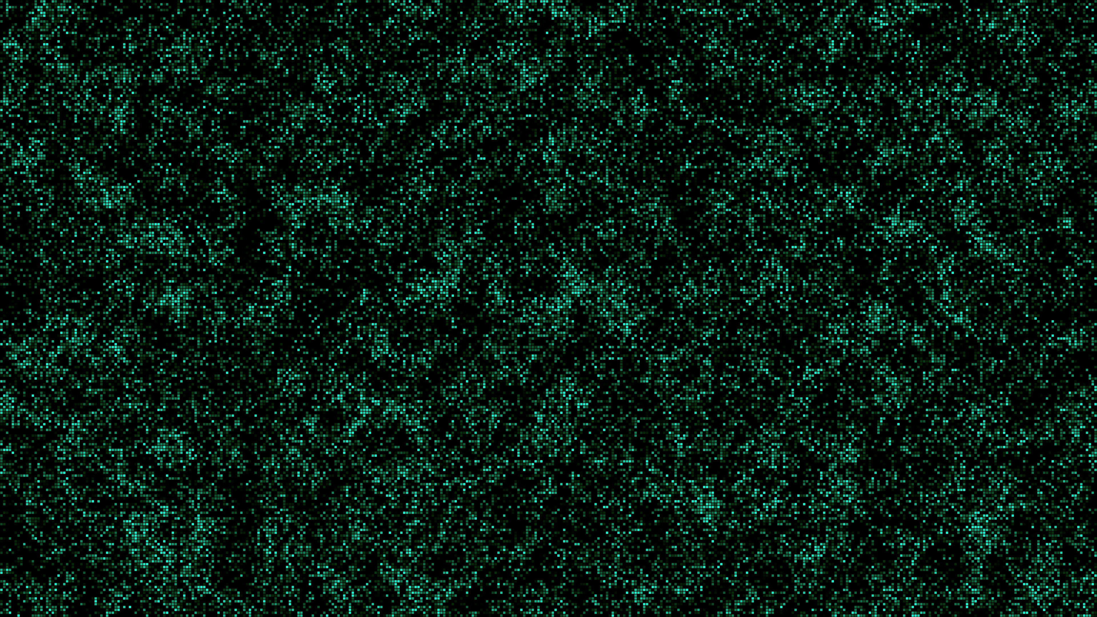Abstract pattern of teal pixels on black HD Wallpaper