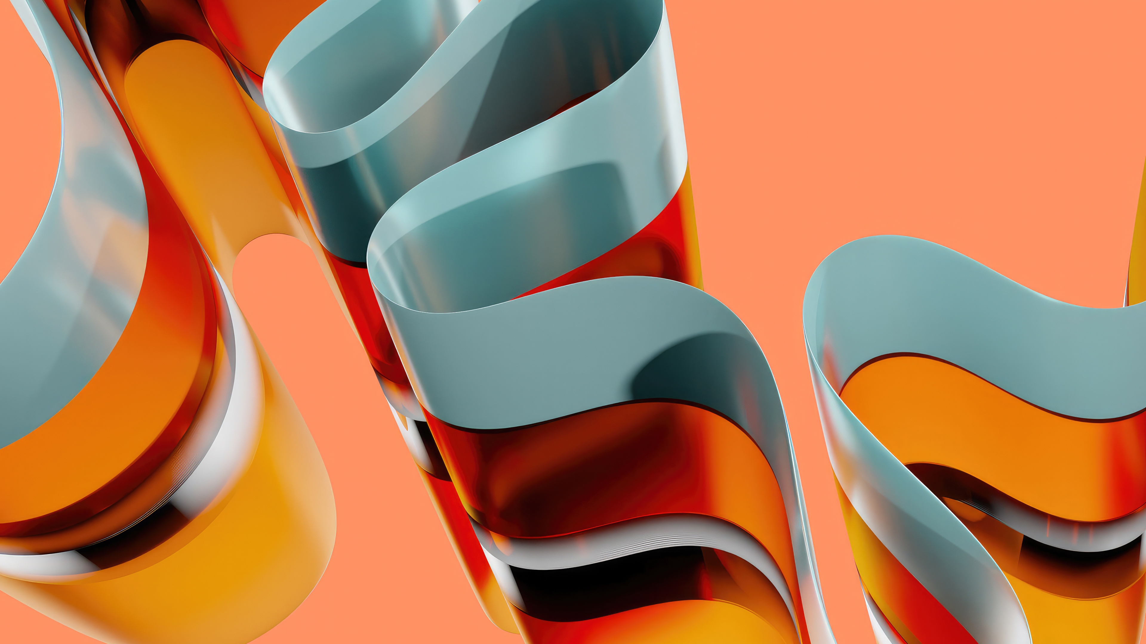 Orange and Blue Abstract Waves HD Wallpaper