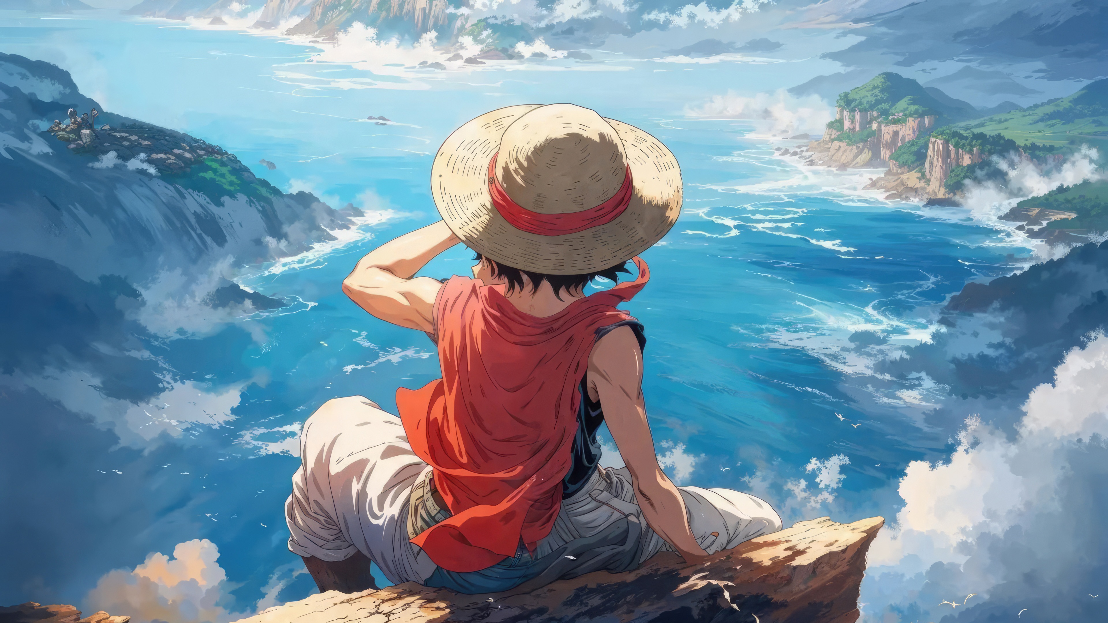 Monkey D. Luffy from One Piece overlooking the ocean HD Wallpaper