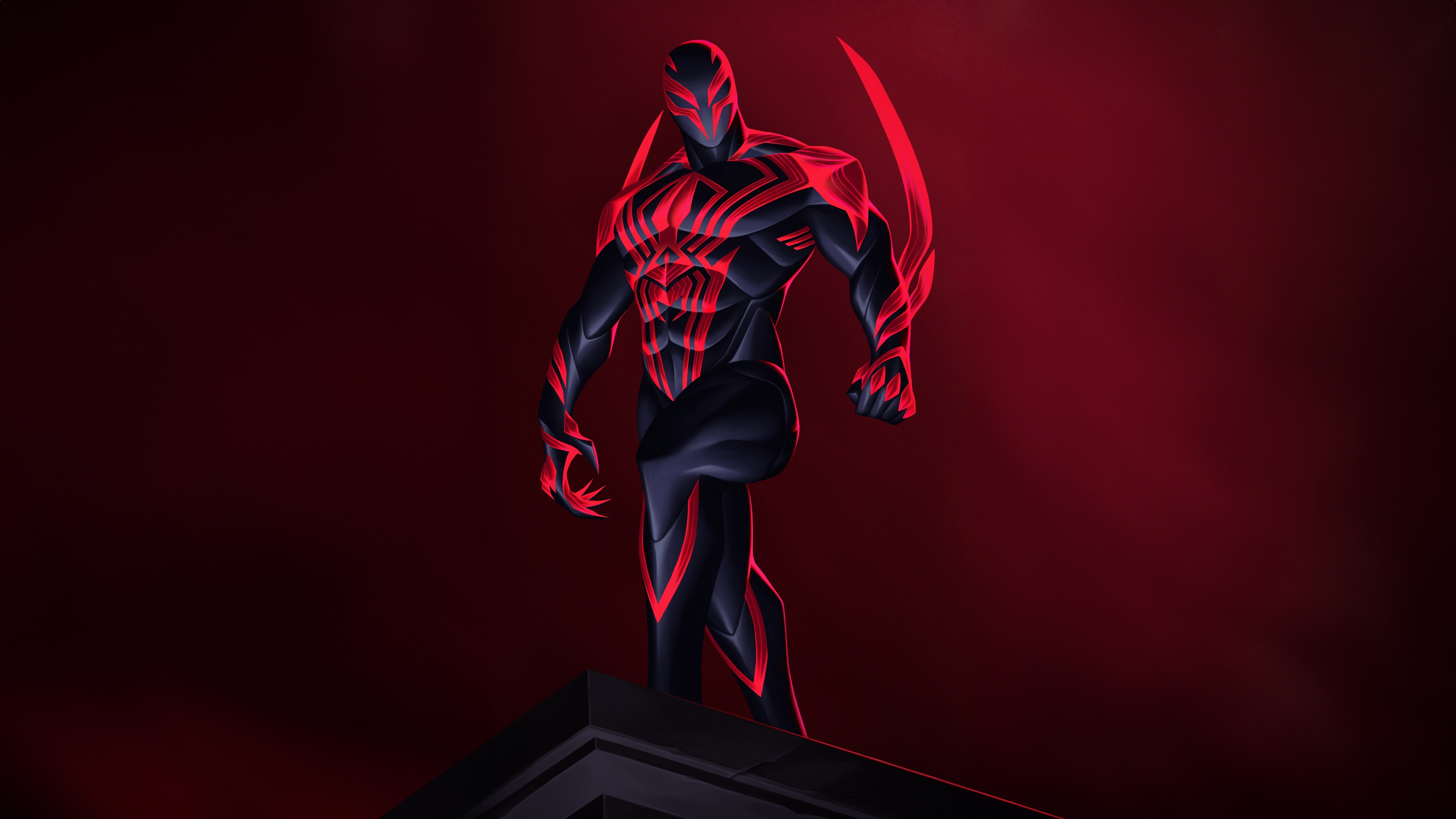 Spider-Man 2099 standing on a ledge HD Wallpaper