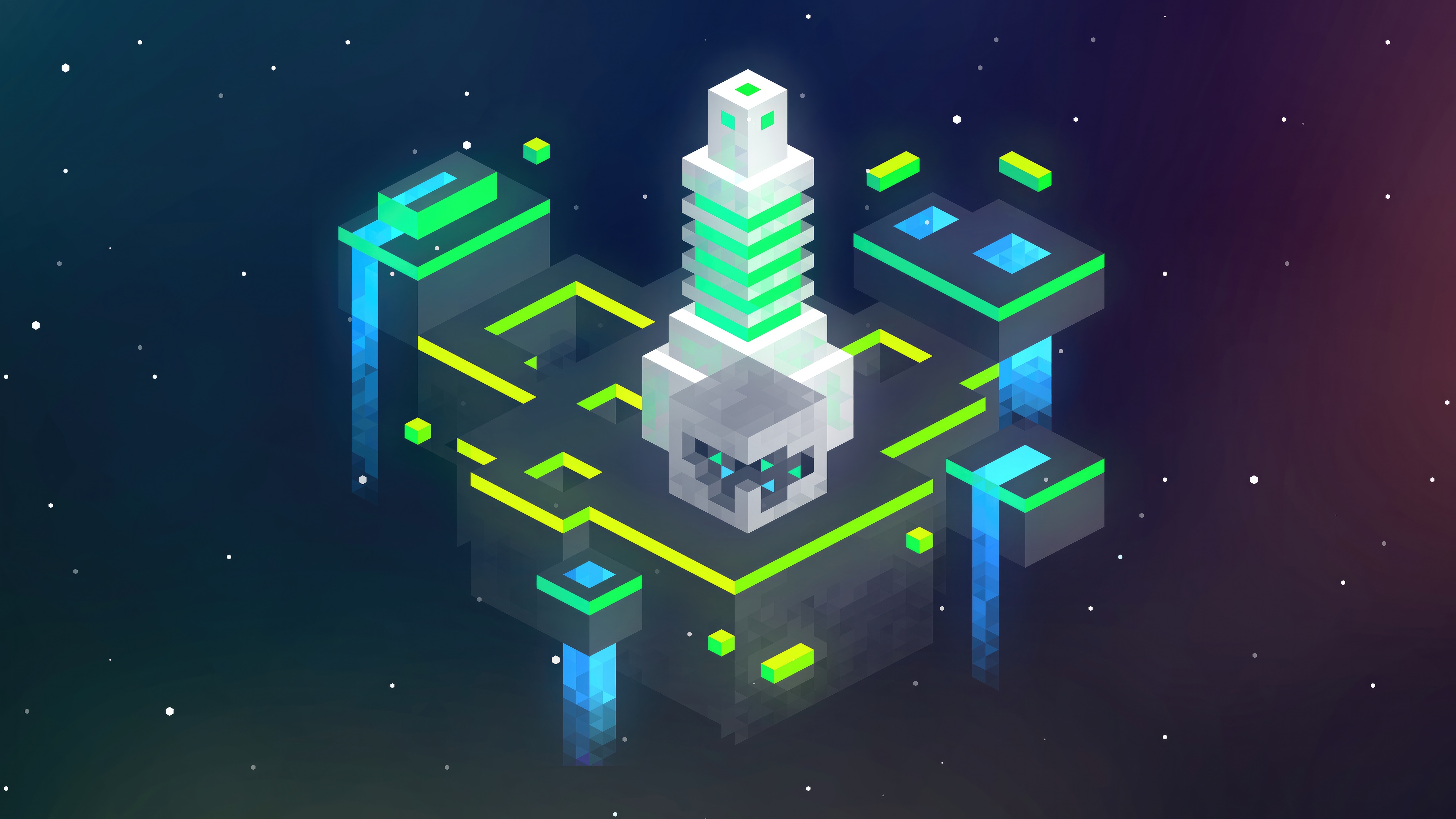 Isometric Abstract Digital Art HD Wallpaper