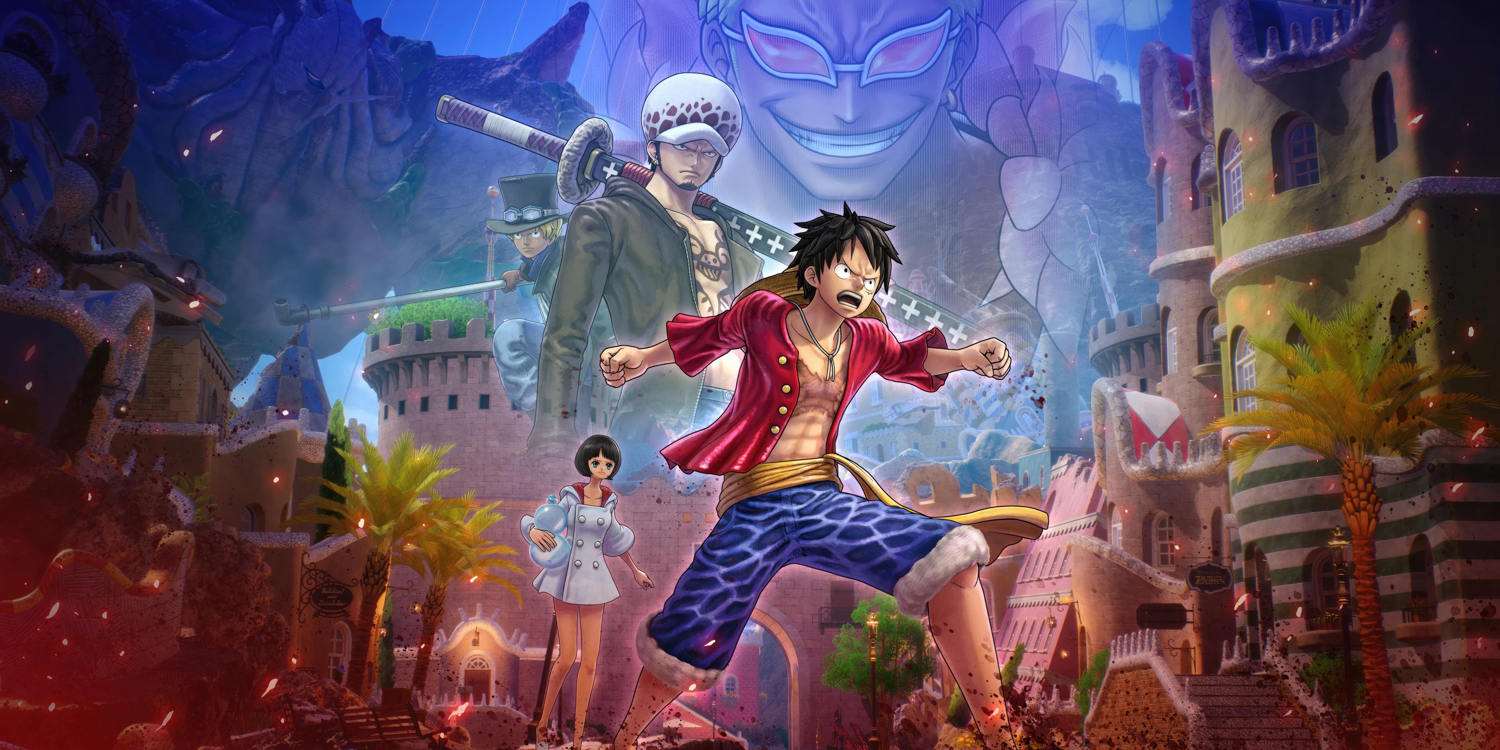 One Piece Odyssey: Monkey D. Luffy and allies in Dressrosa HD Wallpaper