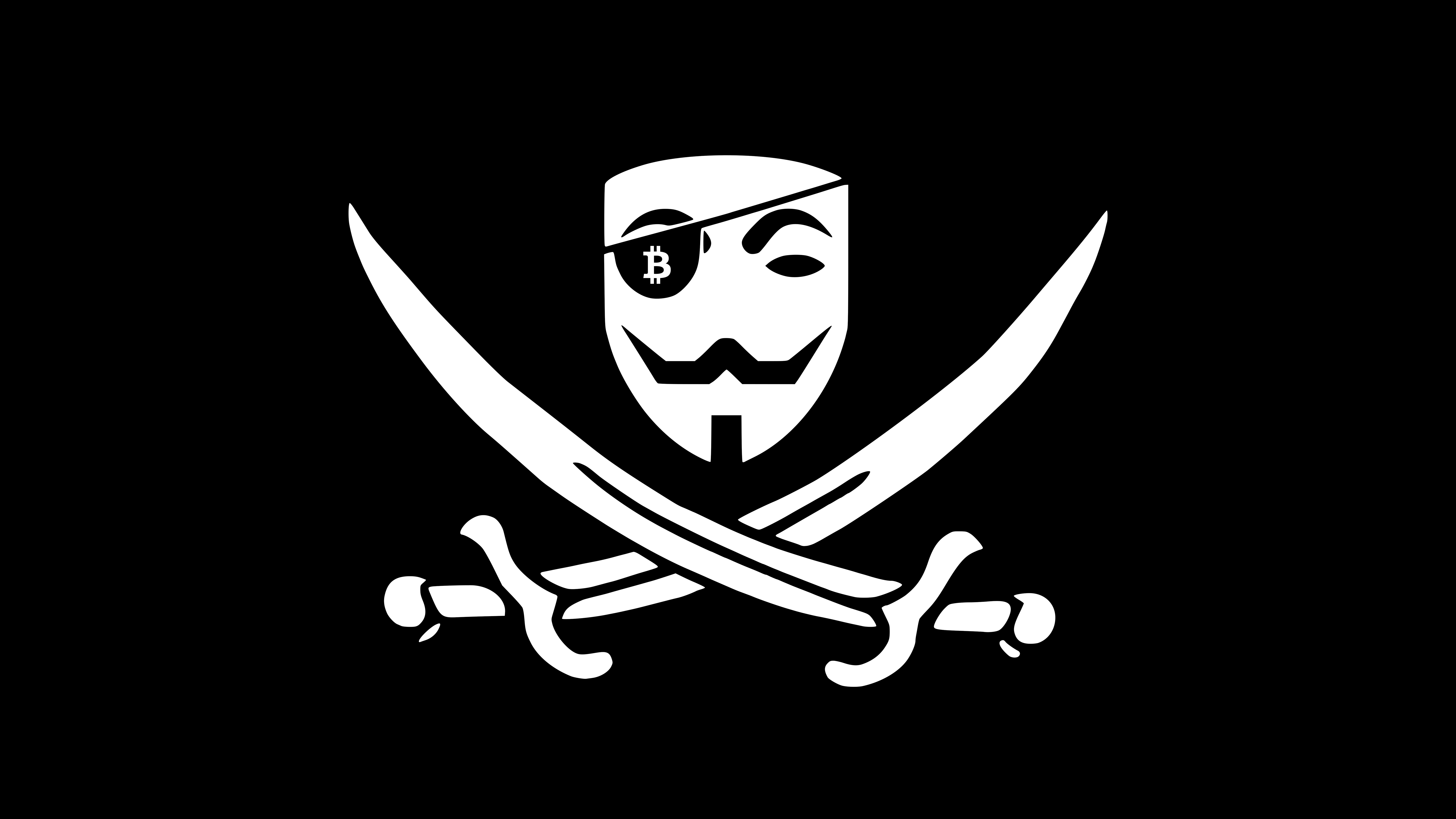 Anonymous Pirate Flag with Bitcoin Symbol HD Wallpaper