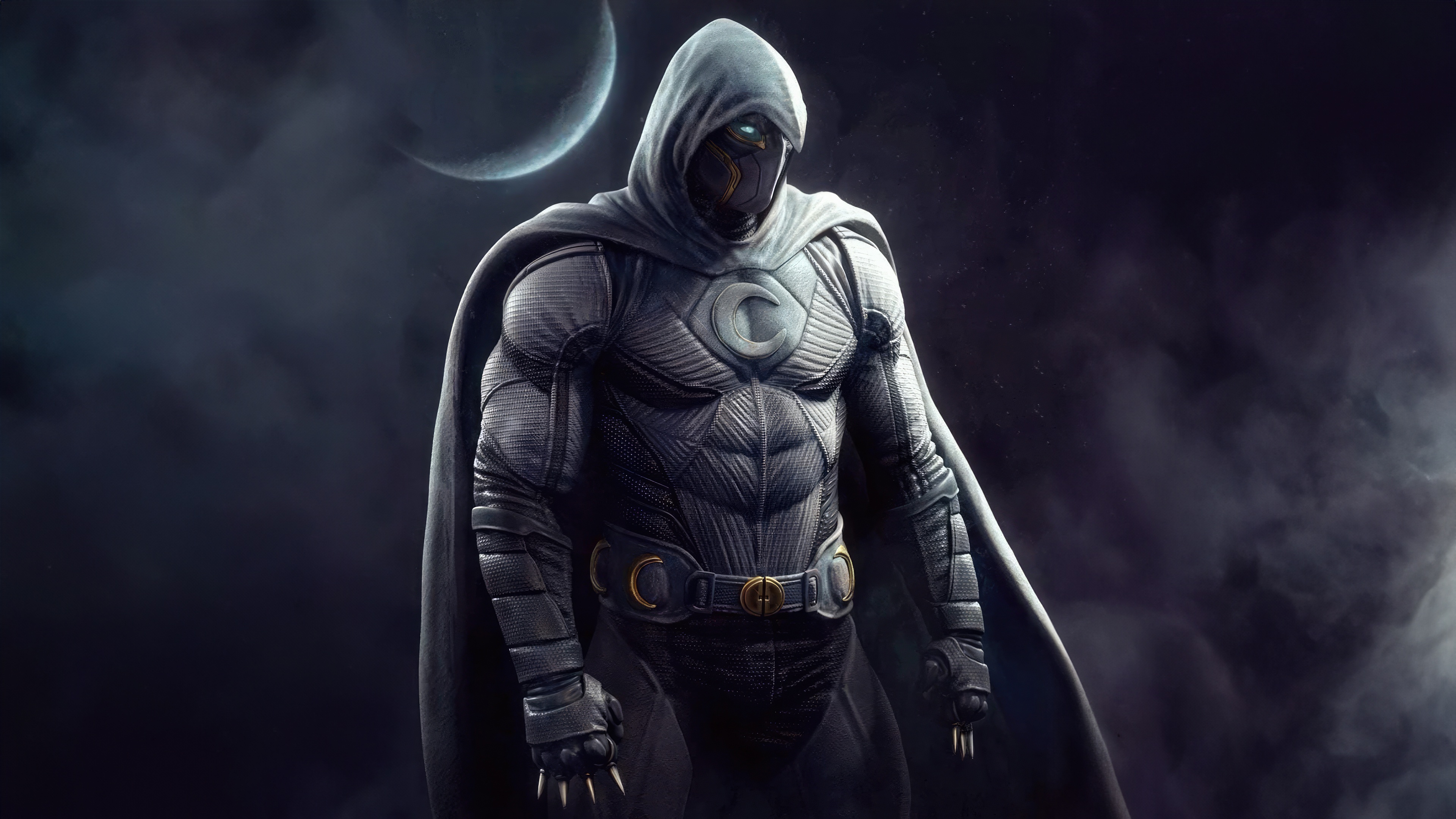 Moon Knight in a dark, cloudy environment HD Wallpaper