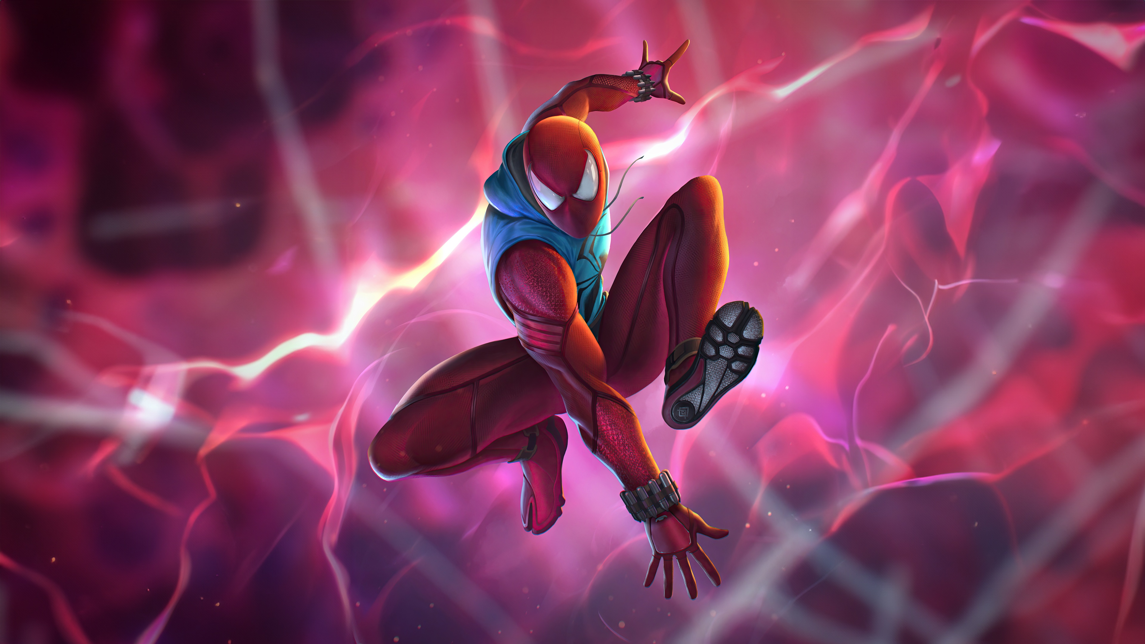 Scarlet Spider in a dynamic pose HD Wallpaper