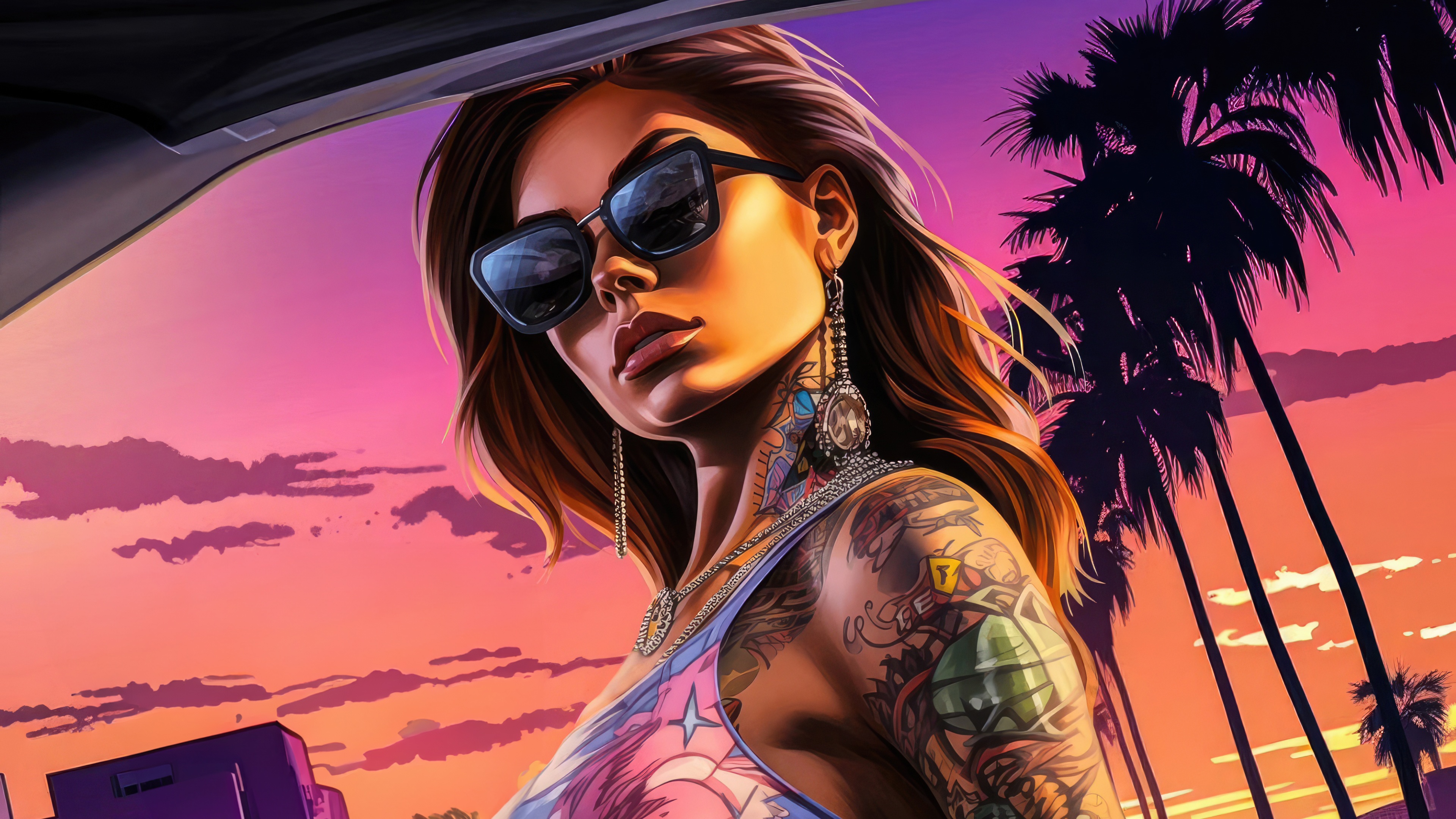 Lucia from GTA VI at Sunset HD Wallpaper
