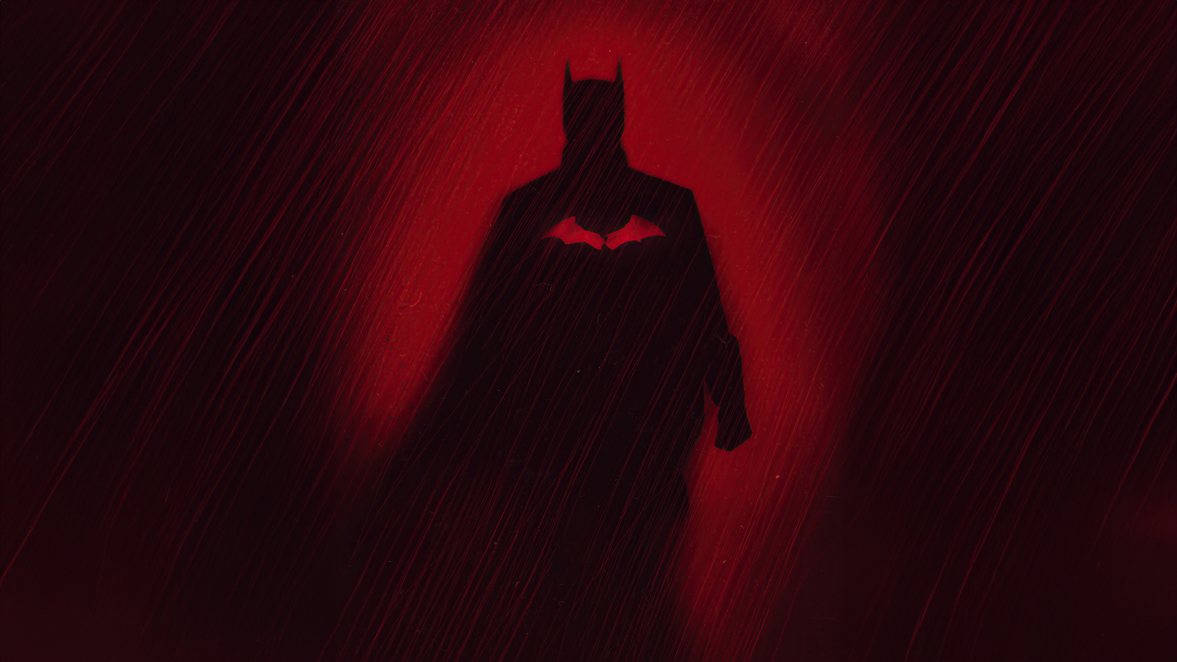 The Batman Silhouette with Red Background HD Wallpaper
